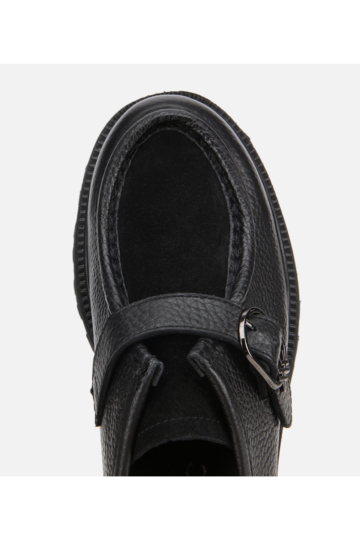 Kadın Süet Deri Siyah Toka Detaylı Yüksek Tabanlı Günlük Loafer - Görsel 6