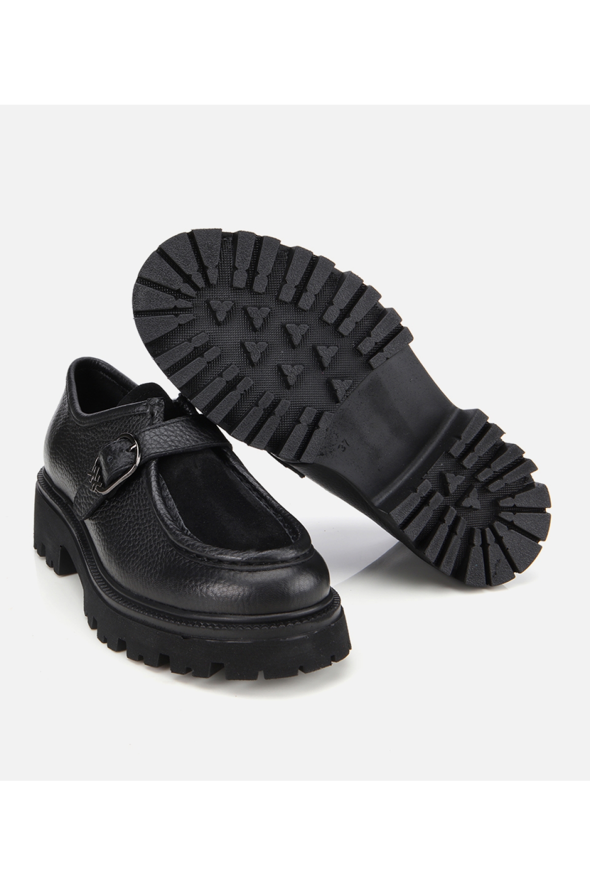 Kadın Süet Deri Siyah Toka Detaylı Yüksek Tabanlı Günlük Loafer - Görsel 7