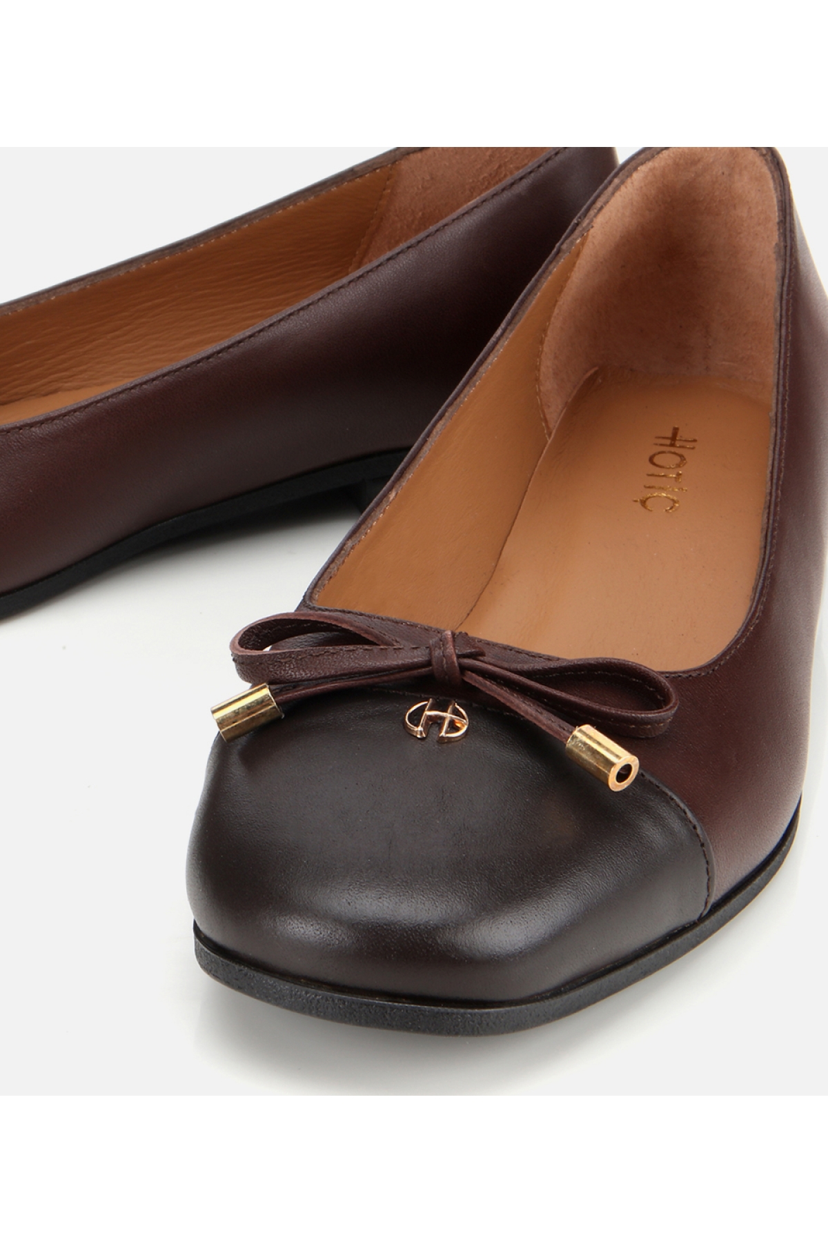 Kadın Deri Kahverengi Fiyonk Detaylı Babet - Görsel 4