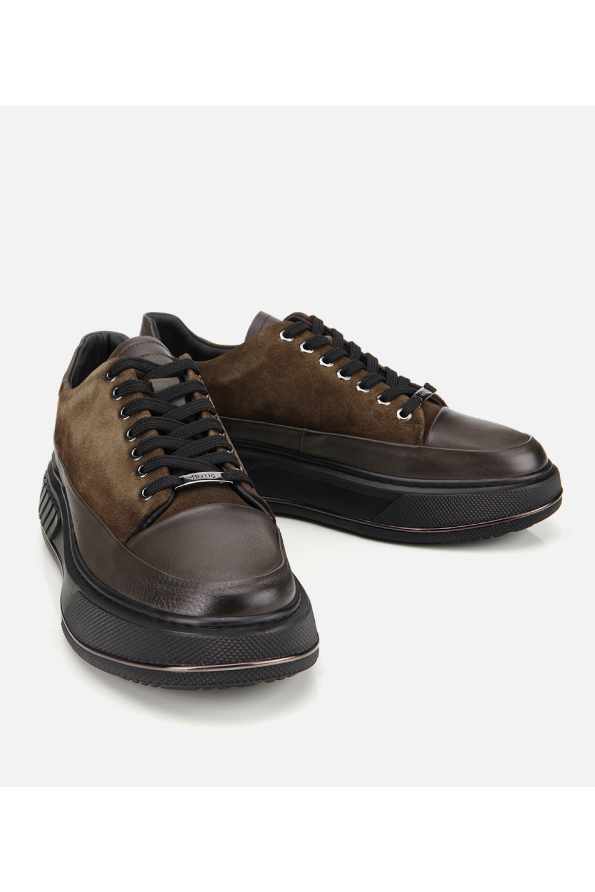 Erkek Süet Deri Haki Yüksek Topuklu Spor Ayakkabı - Görsel 3