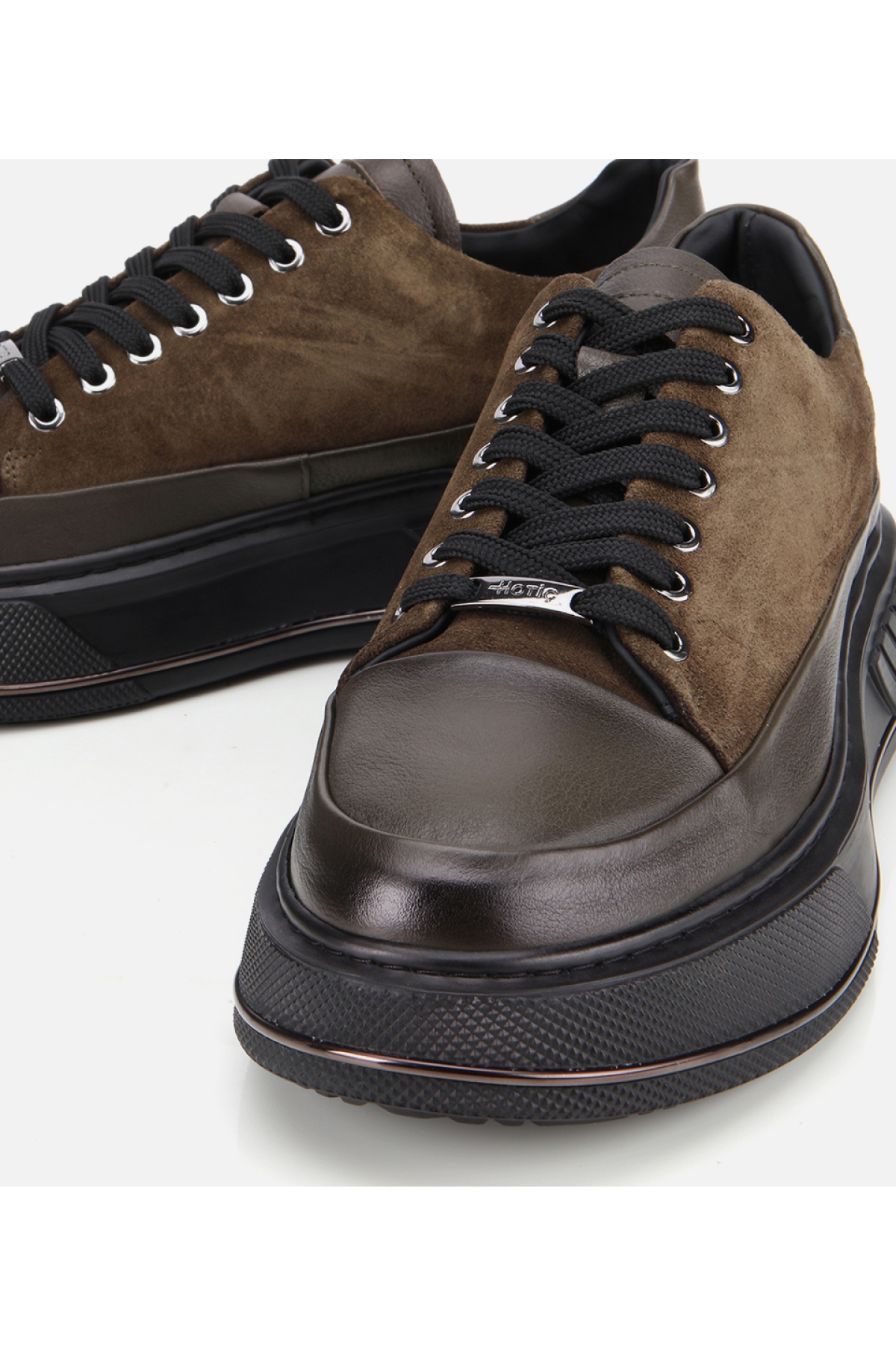 Erkek Süet Deri Haki Yüksek Topuklu Spor Ayakkabı - Görsel 4