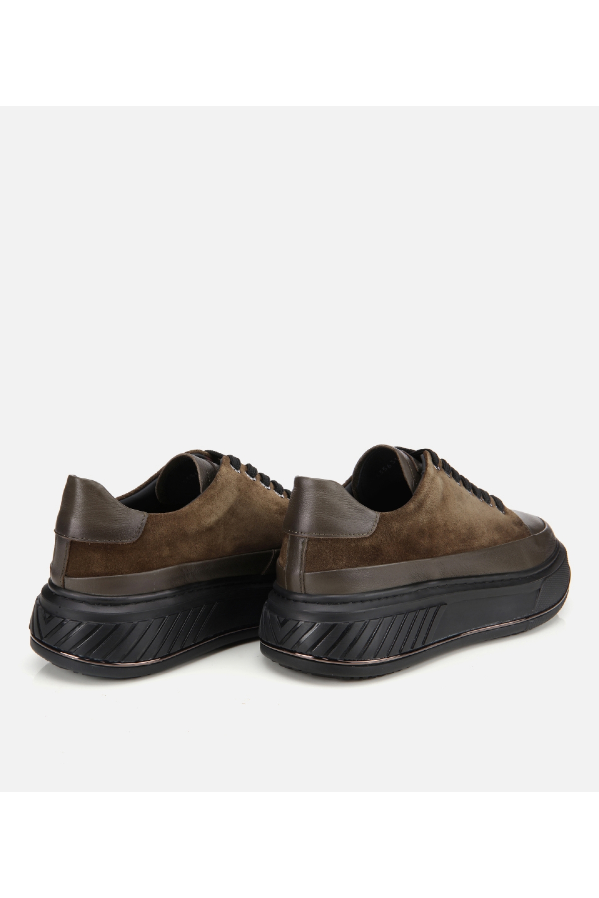 Erkek Süet Deri Haki Yüksek Topuklu Spor Ayakkabı - Görsel 5