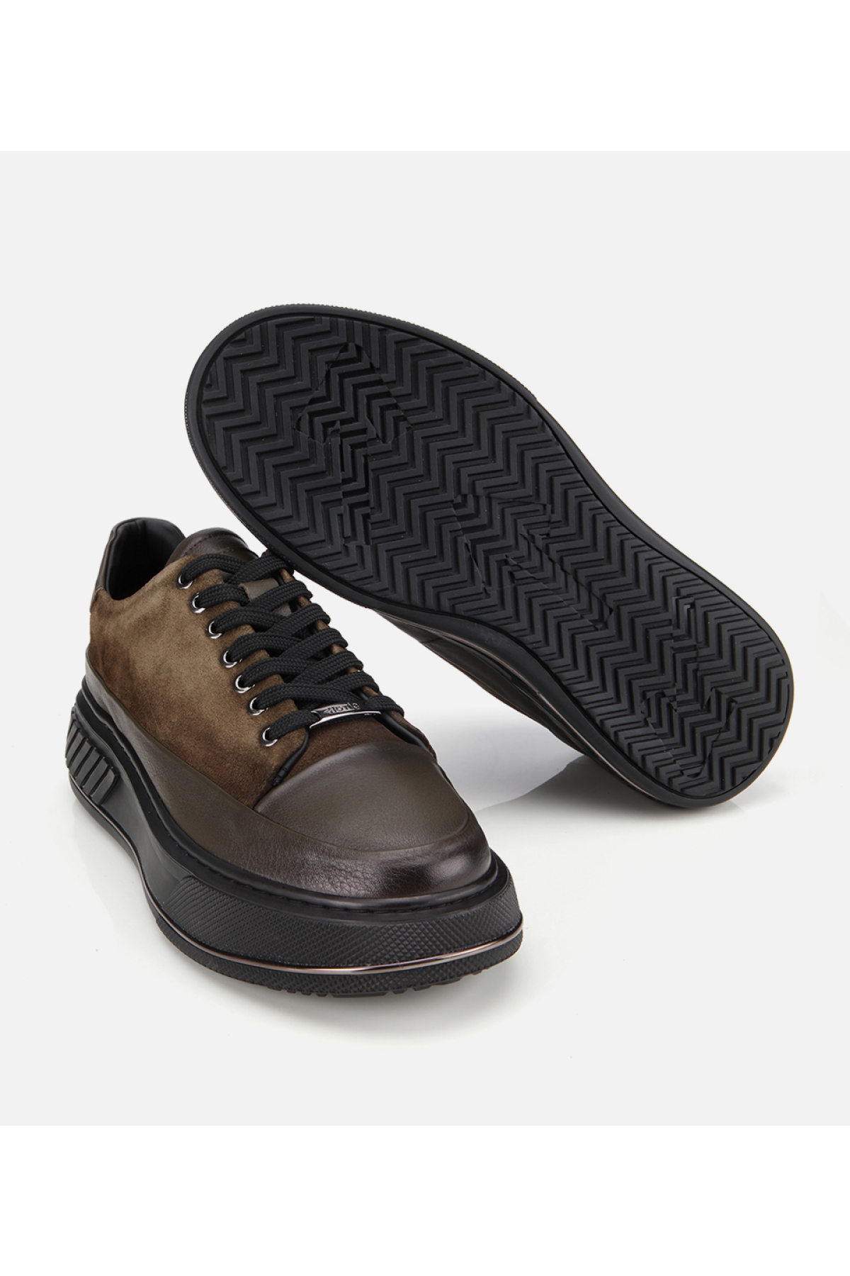 Erkek Süet Deri Haki Yüksek Topuklu Spor Ayakkabı - Görsel 7