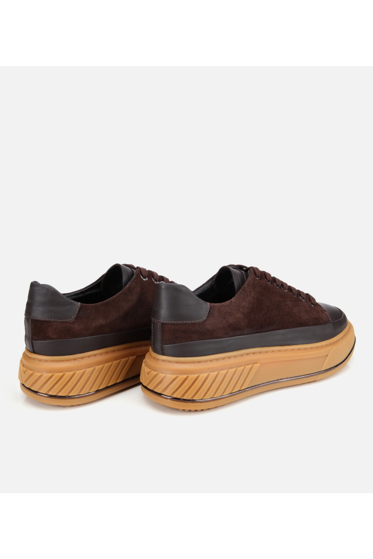 Erkek Süet Deri Kahverengi Yüksek Topuklu Spor Ayakkabı - Görsel 5