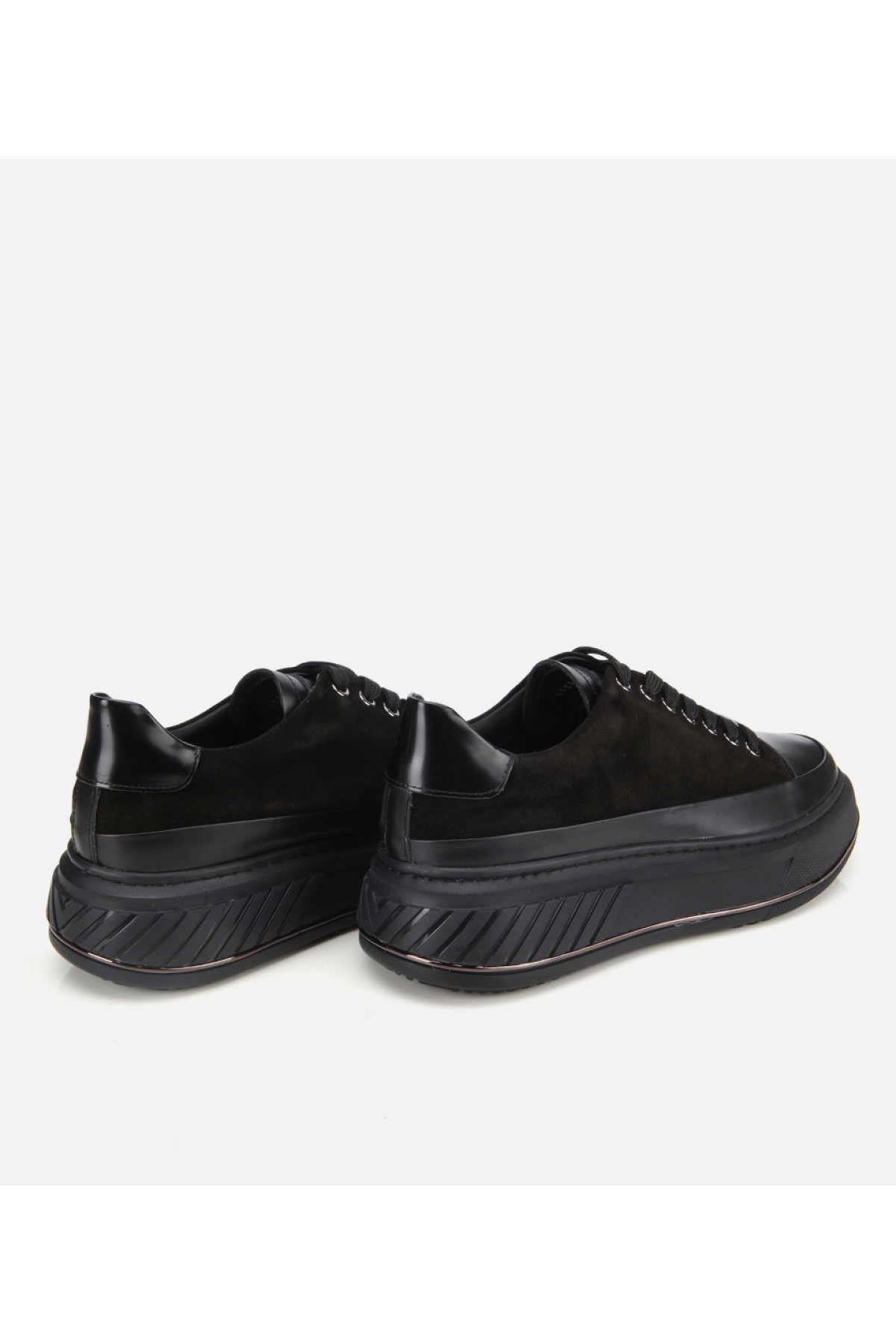 Erkek Süet Deri Siyah Yüksek Topuklu Spor Ayakkabı - Görsel 5