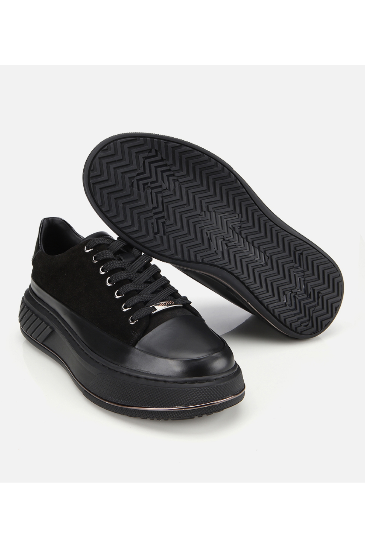 Erkek Süet Deri Siyah Yüksek Topuklu Spor Ayakkabı - Görsel 7