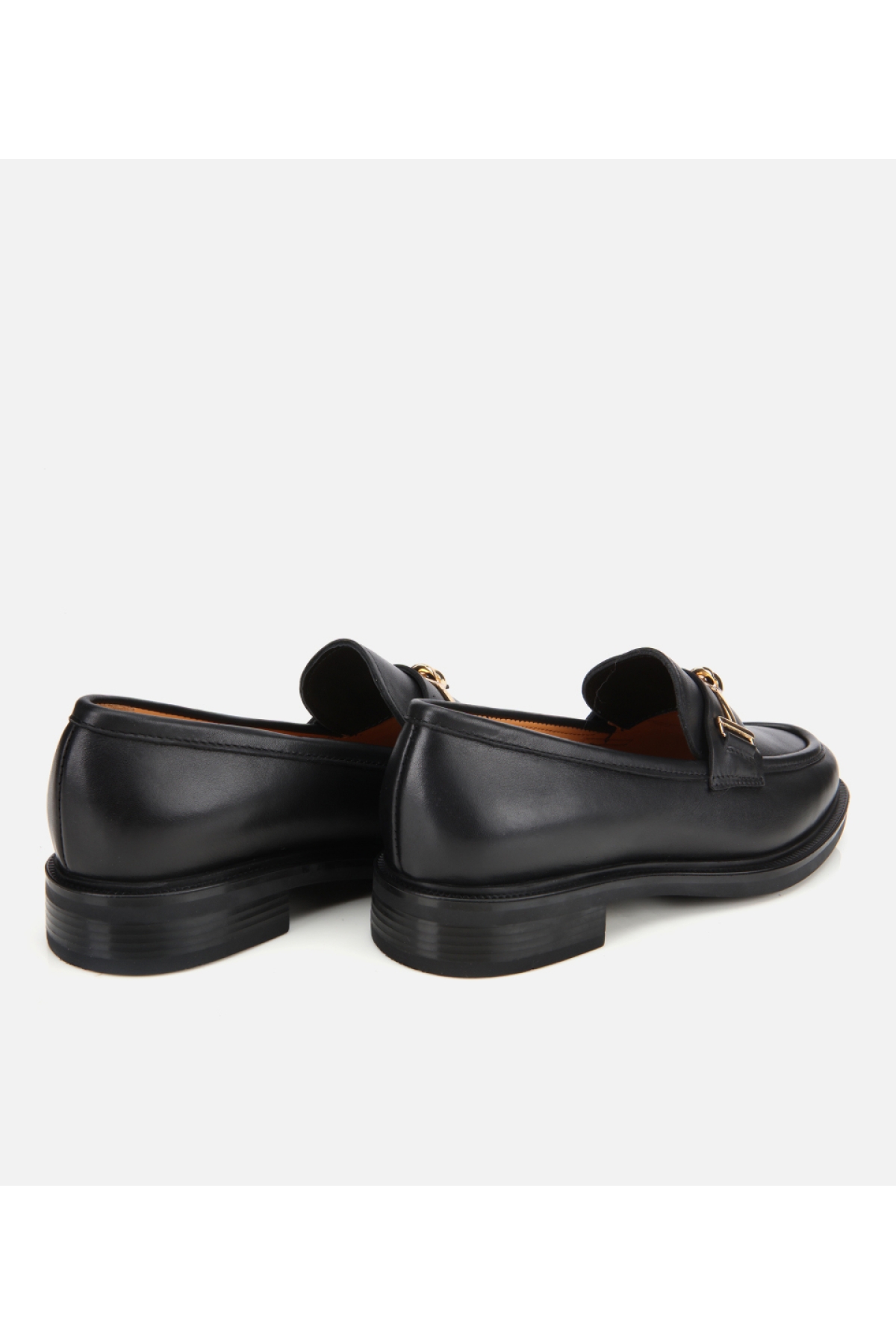 Kadın Deri Siyah Tokalı Klasik Loafer - Görsel 5