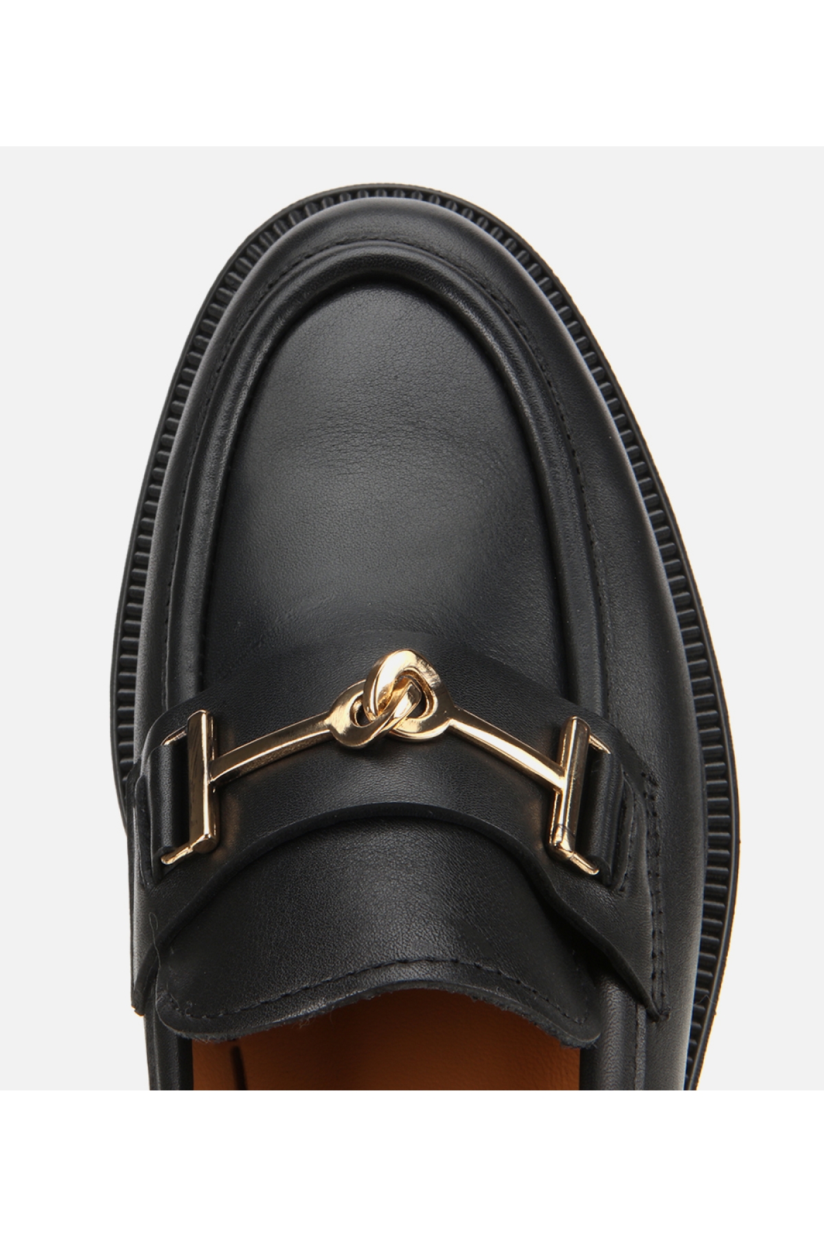 Kadın Deri Siyah Tokalı Klasik Loafer - Görsel 6