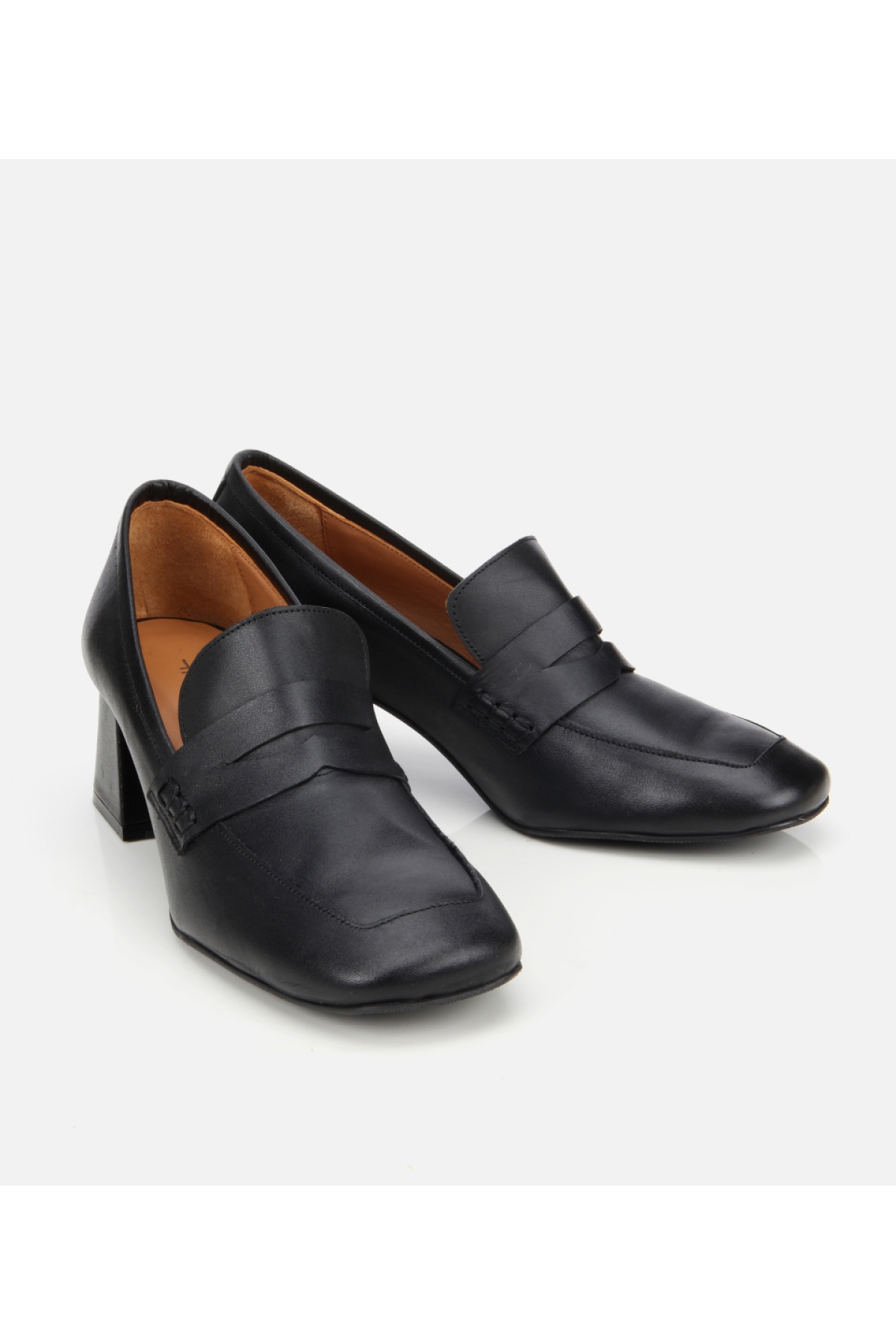 Kadın Deri Siyah Topuklu Loafer - Görsel 3