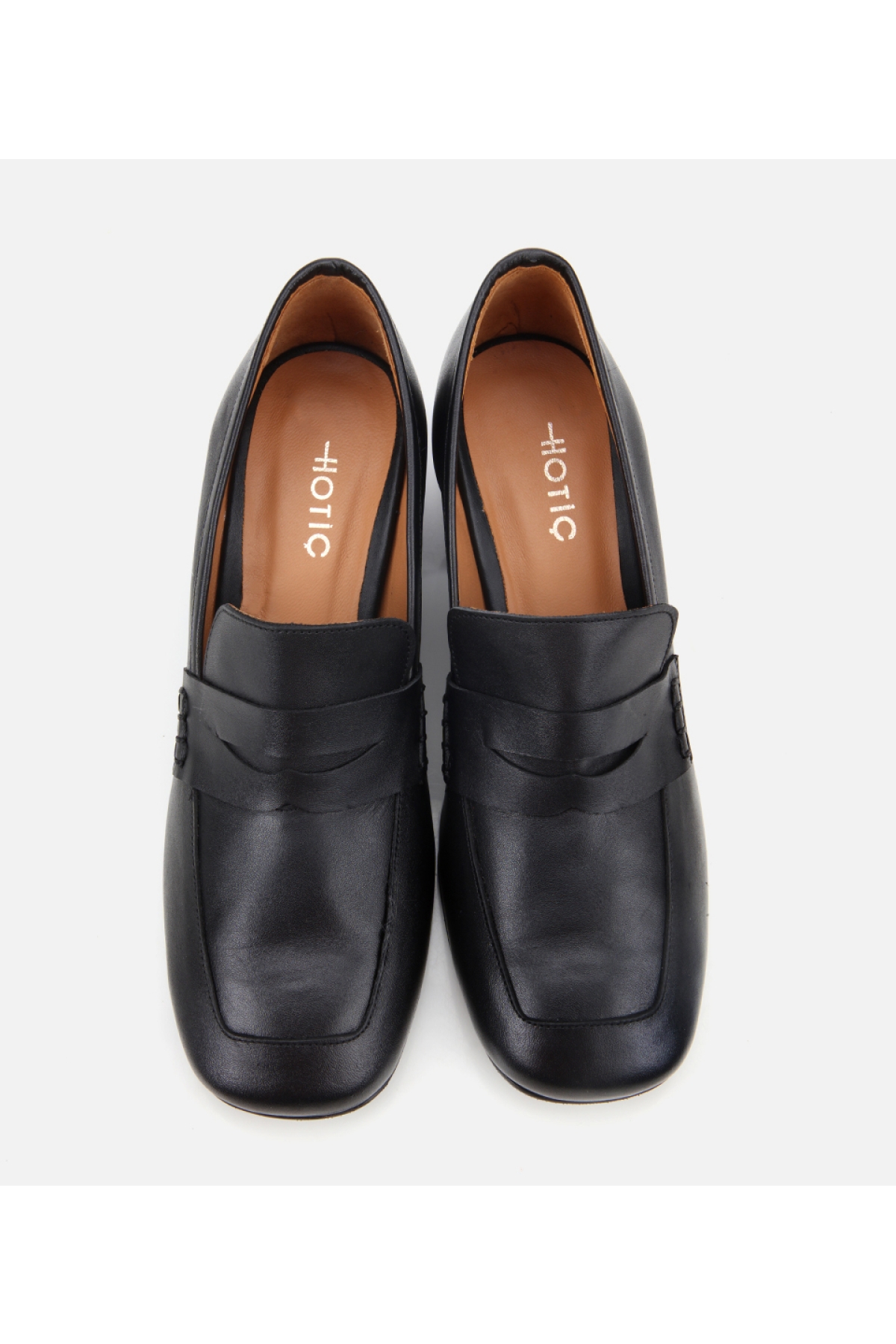 Kadın Deri Siyah Topuklu Loafer - Görsel 7