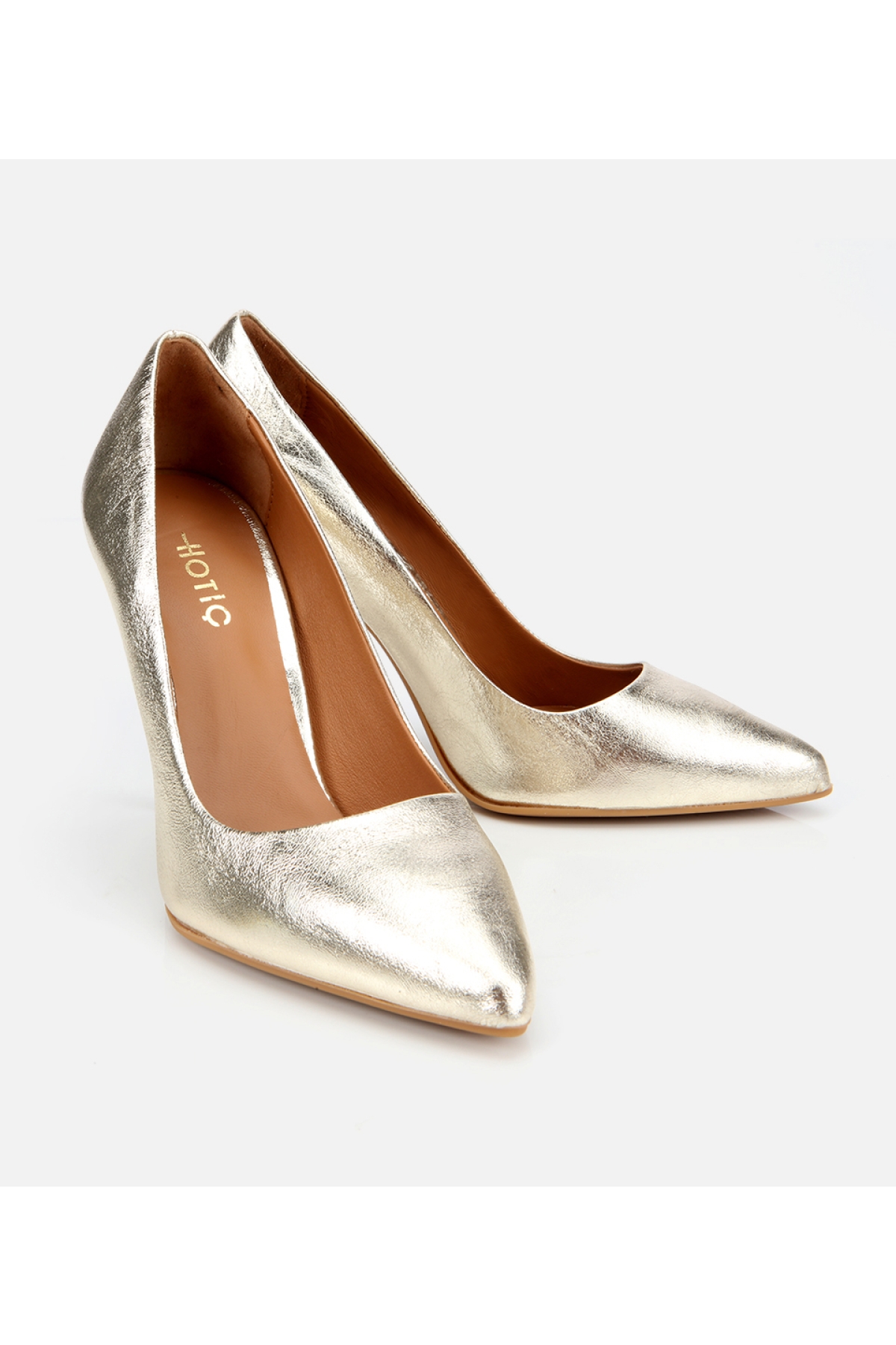 Kadın Deri Gold Yüksek Topuklu Stiletto - Görsel 3