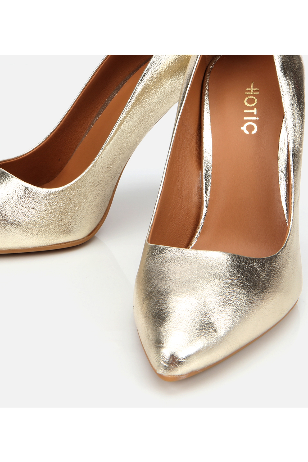 Kadın Deri Gold Yüksek Topuklu Stiletto - Görsel 4