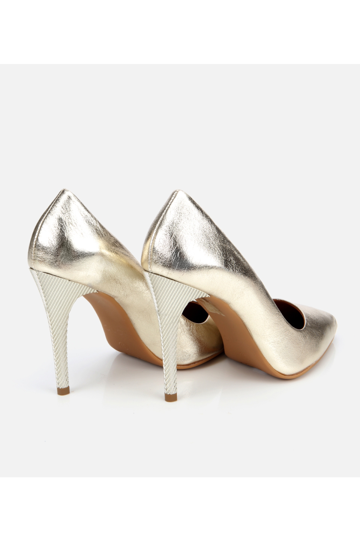 Kadın Deri Gold Yüksek Topuklu Stiletto - Görsel 5