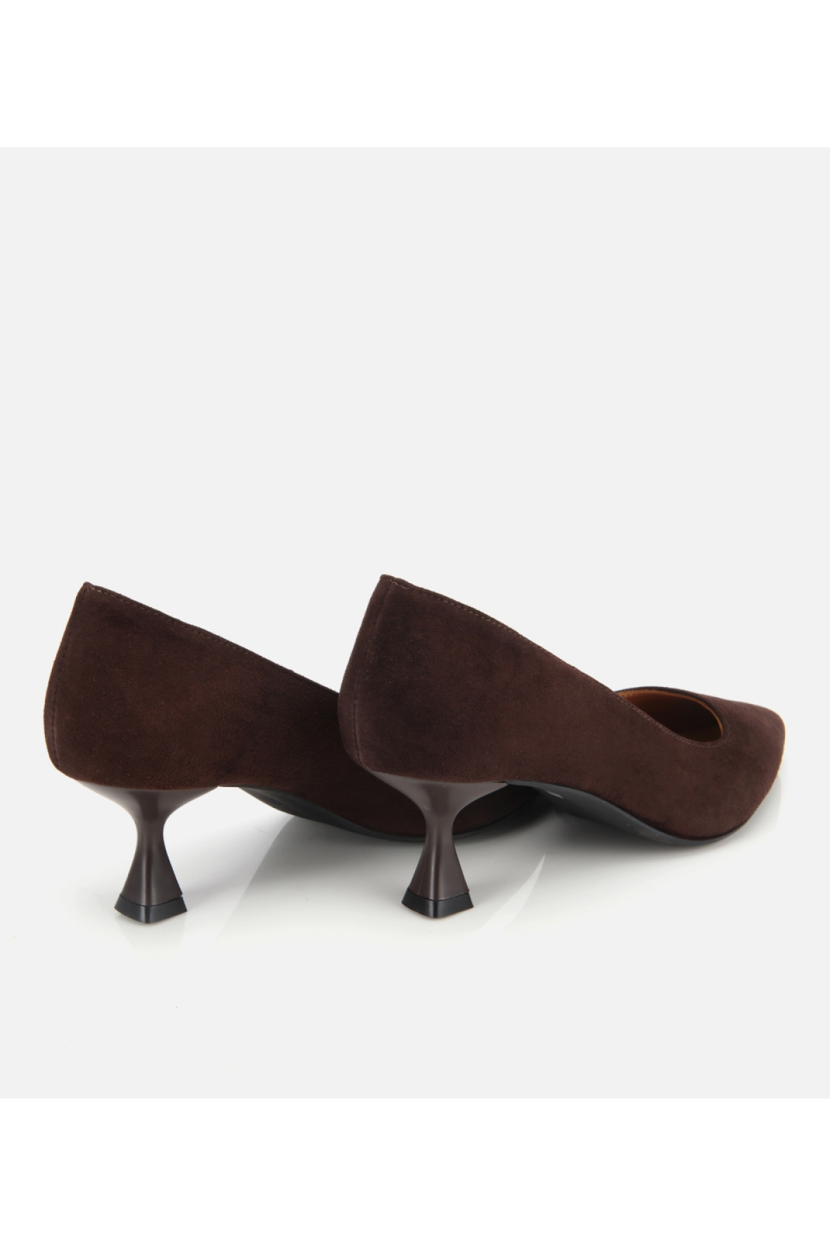 Kadın Süet Deri Kahverengi Esnek Tabanlı İnce Topuklu Stiletto - Görsel 5