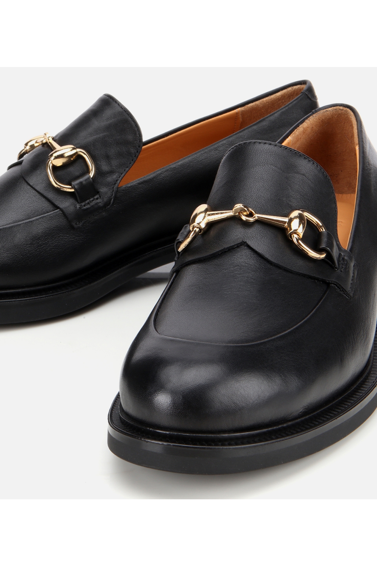 Kadın Deri Siyah Tokalı Klasik Loafer - Görsel 4