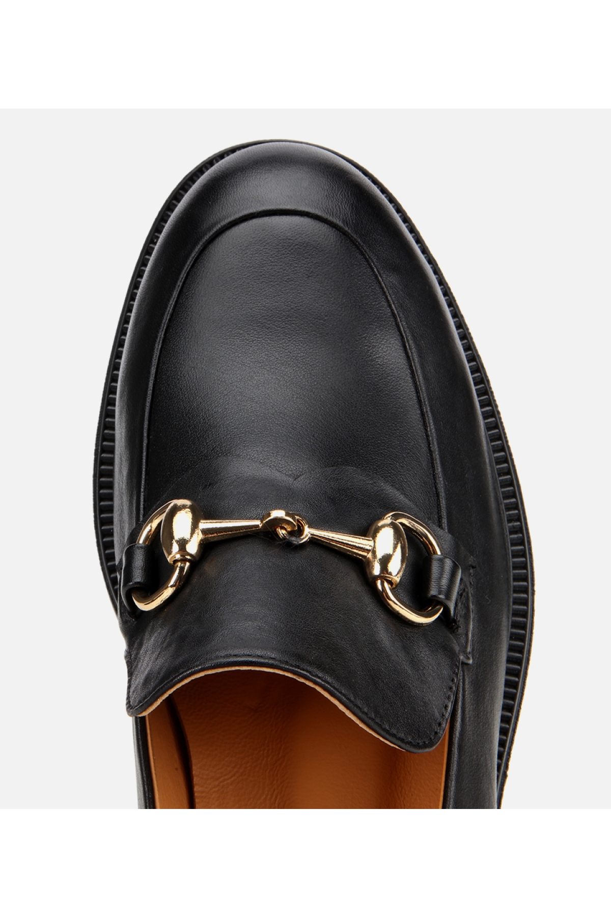 Kadın Deri Siyah Tokalı Klasik Loafer - Görsel 6