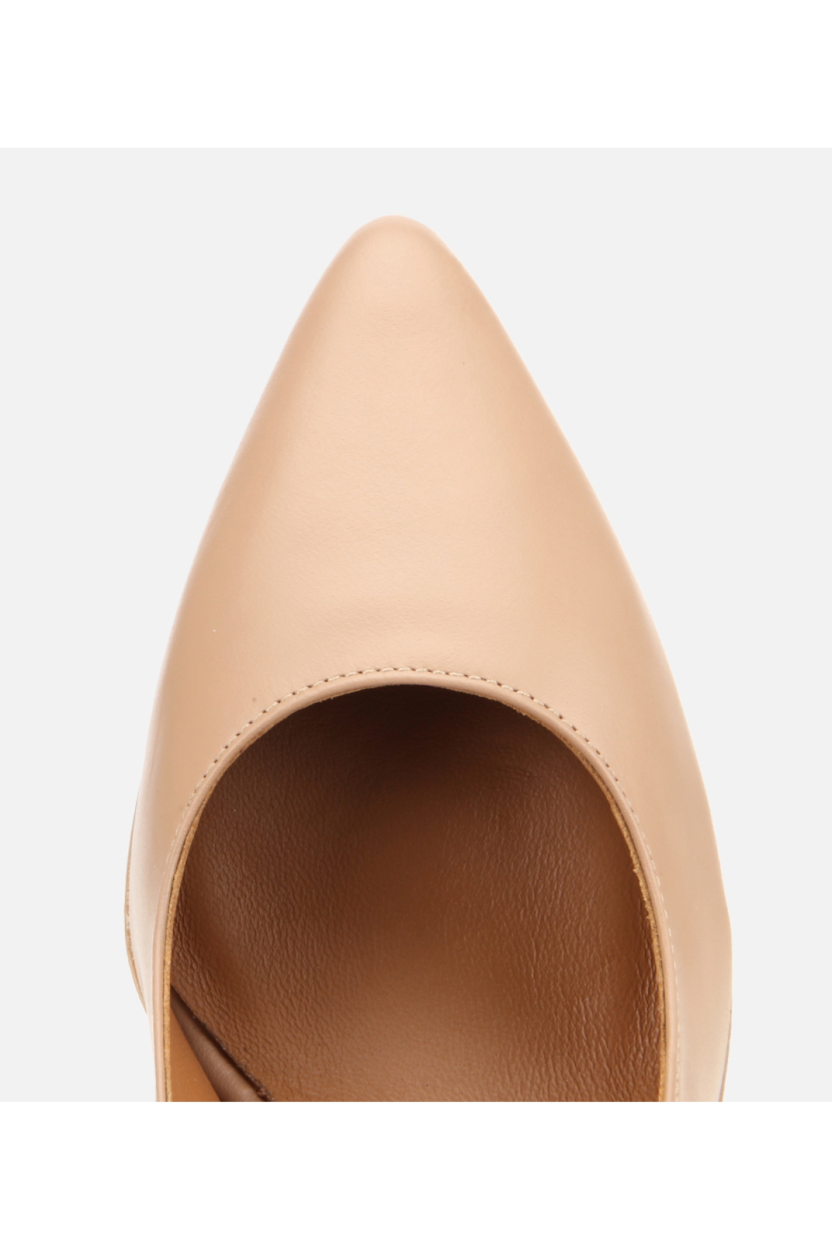 Kadın Deri Bej Esnek Tabanlı İnce Topuklu Stiletto - Görsel 6