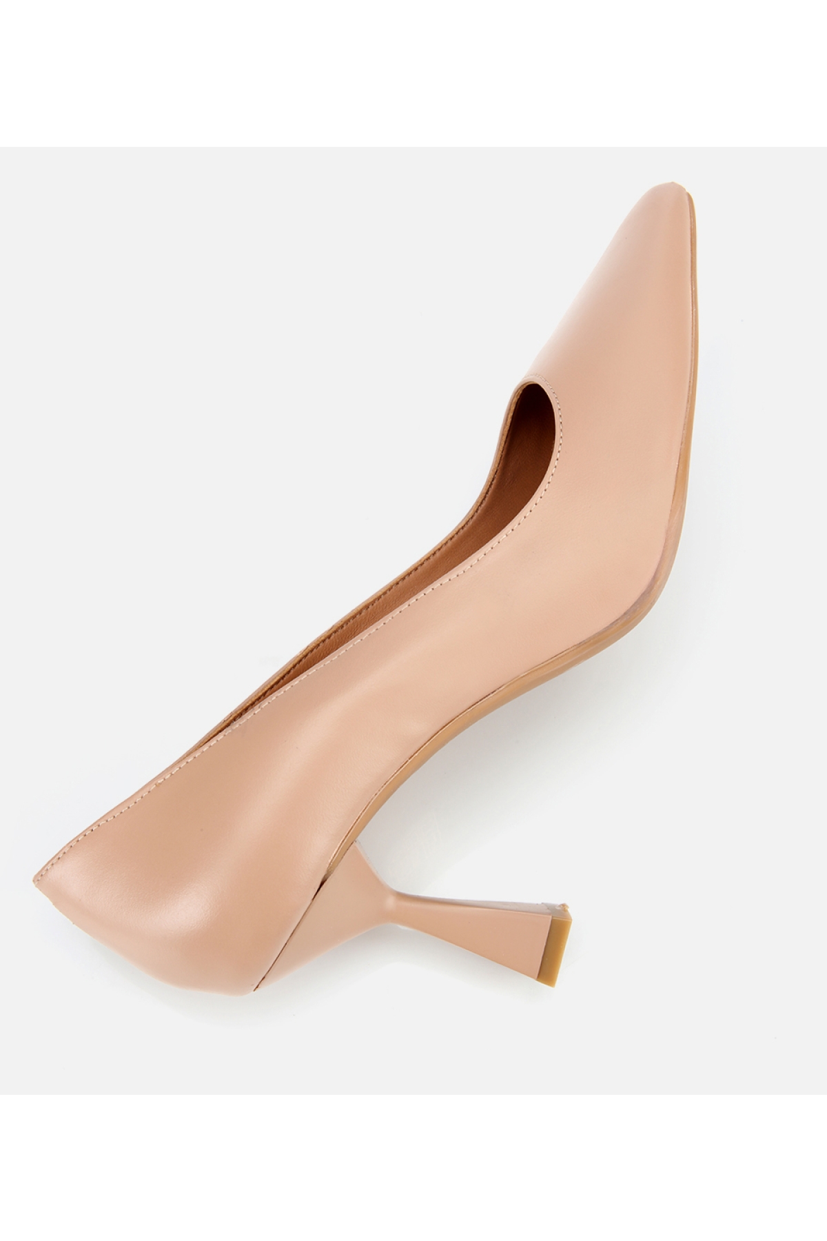 Kadın Deri Bej Esnek Tabanlı İnce Topuklu Stiletto - Görsel 7