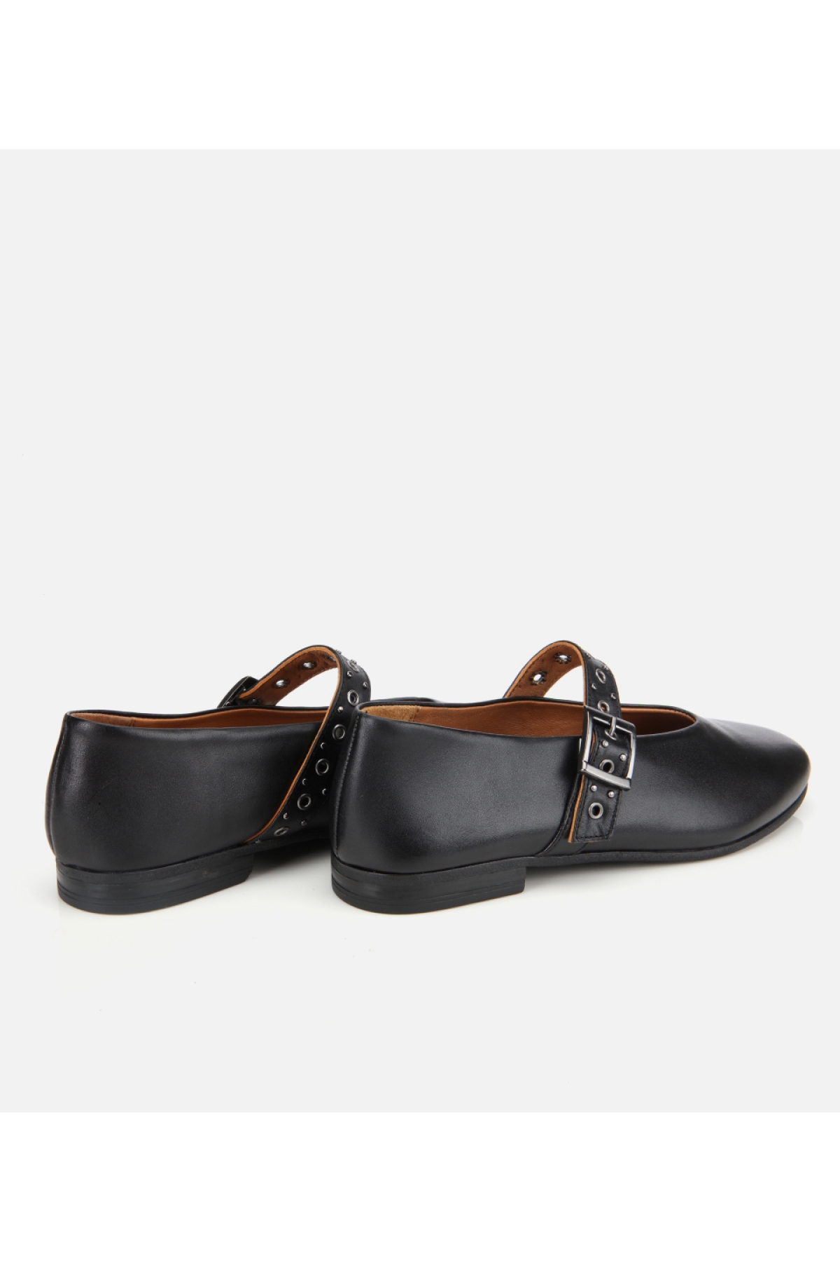 Kadın Deri Siyah Mary Jane Kemerli Babet - Görsel 5