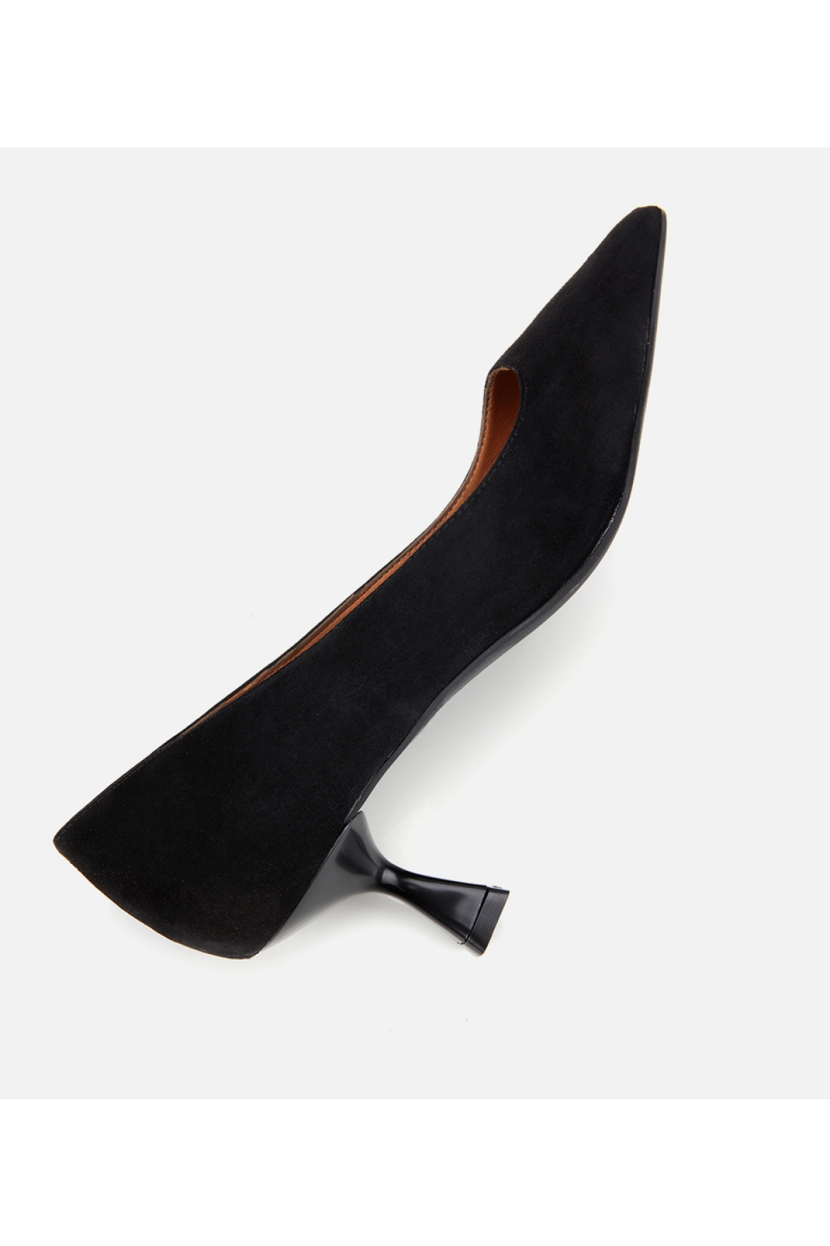 Kadın Süet Deri Siyah Esnek Tabanlı İnce Topuklu Stiletto - Görsel 7