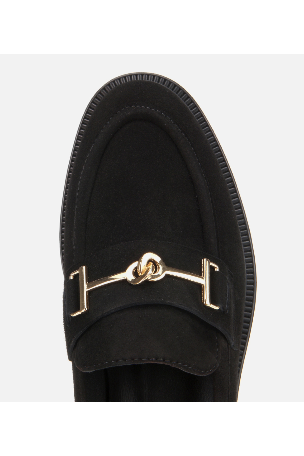 Kadın Süet Deri Siyah Tokalı Klasik Loafer - Görsel 6