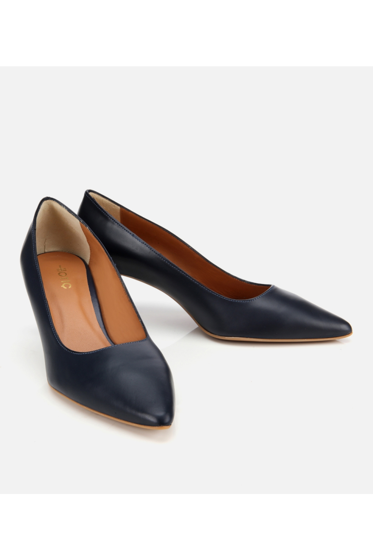 Kadın Deri Lacivert Esnek Tabanlı İnce Topuklu Stiletto - Görsel 3