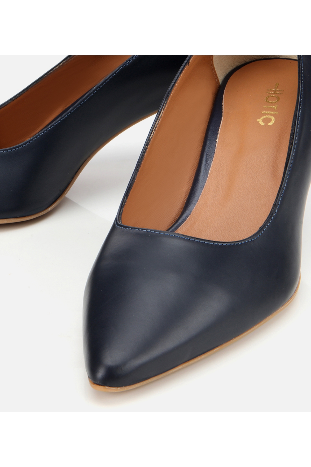 Kadın Deri Lacivert Esnek Tabanlı İnce Topuklu Stiletto - Görsel 4