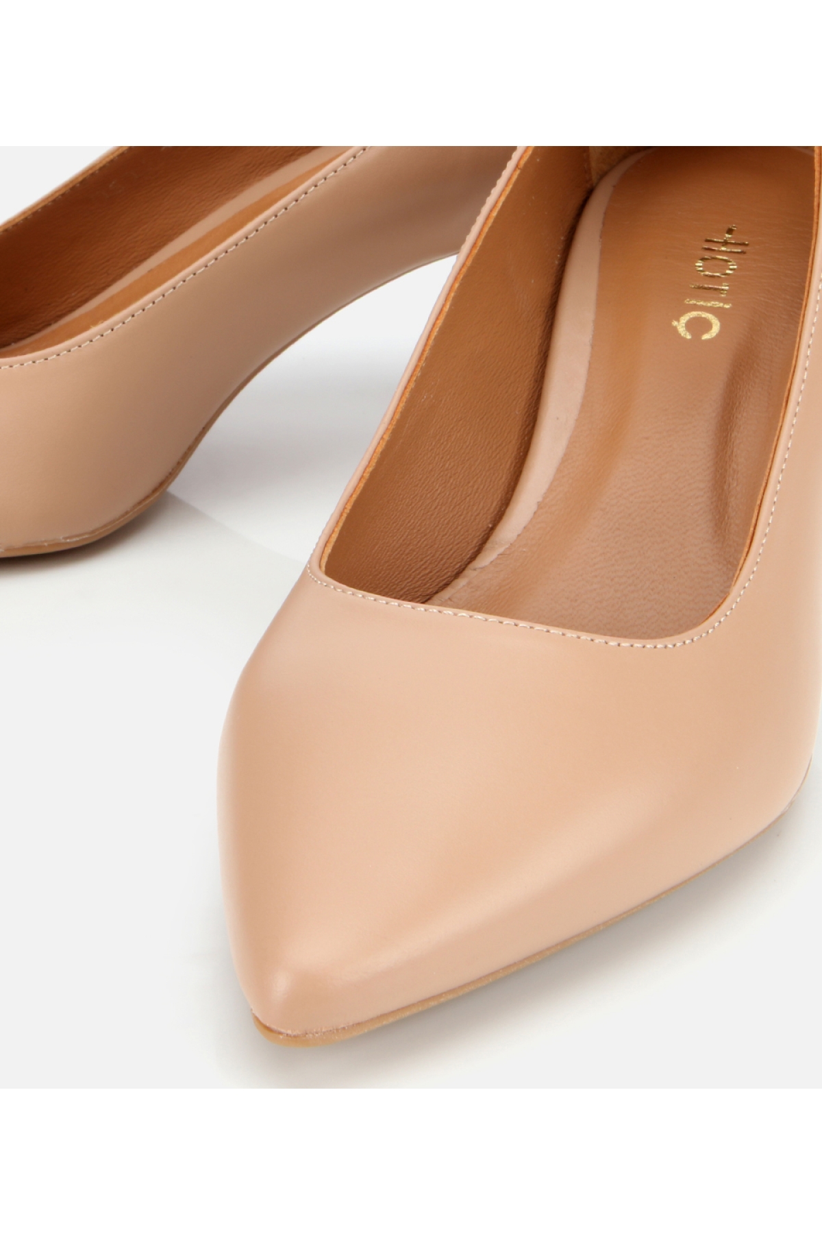 Kadın Deri Bej Esnek Tabanlı Stiletto - Görsel 4