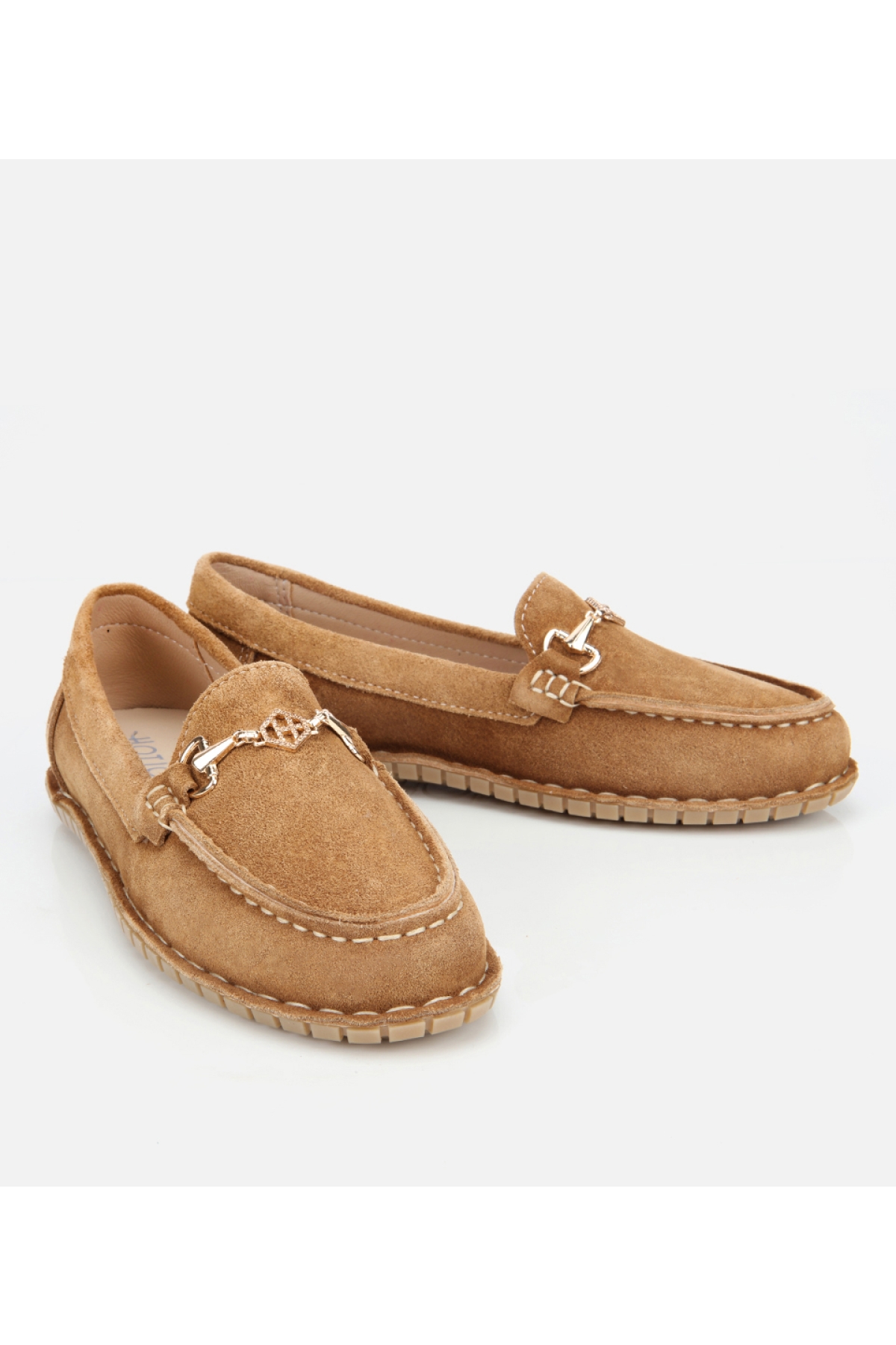 Hotiç Taba Hotiç Süet Deri Kadın Esnek Tabanlı Tokalı Günlük Loafer