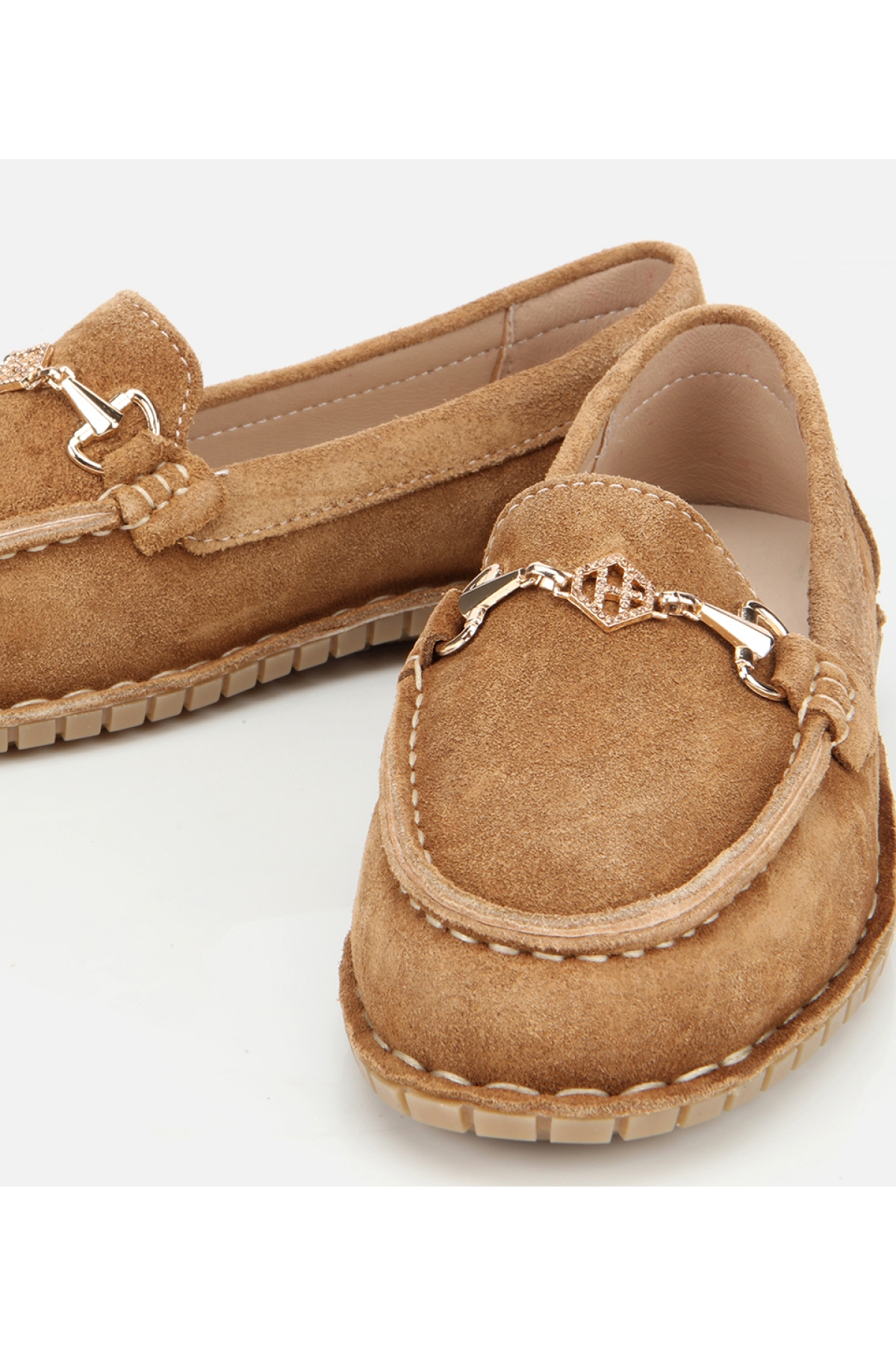 Hotiç Taba Hotiç Süet Deri Kadın Esnek Tabanlı Tokalı Günlük Loafer