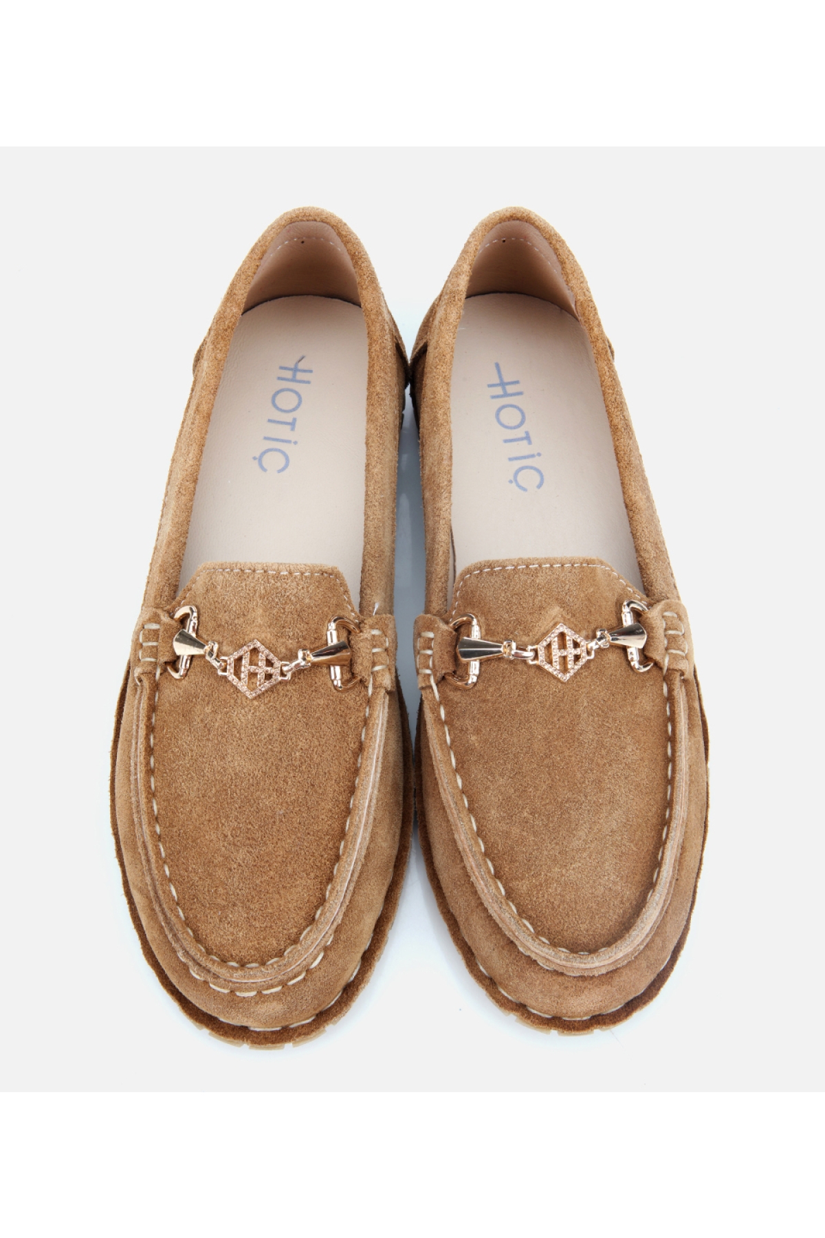 Hotiç Taba Hotiç Süet Deri Kadın Esnek Tabanlı Tokalı Günlük Loafer