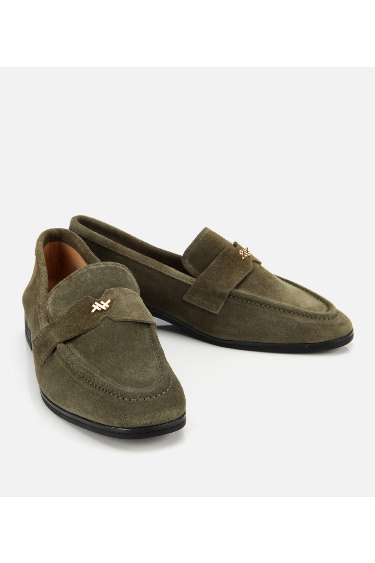 Kadın Süet Deri Haki Yumuşak Dokulu Klasik Loafer - Görsel 3