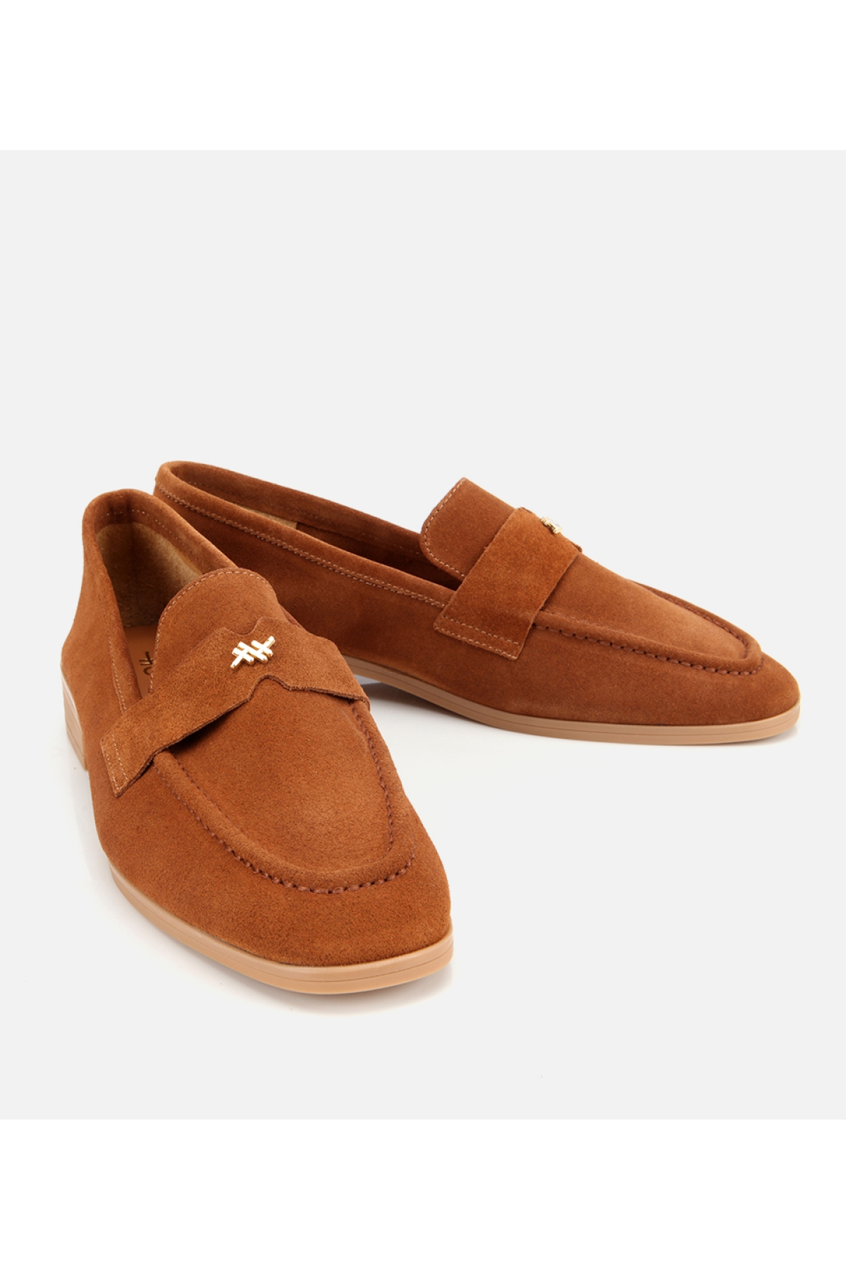 Kadın Süet Deri Taba Yumuşak Dokulu Klasik Loafer - Görsel 3