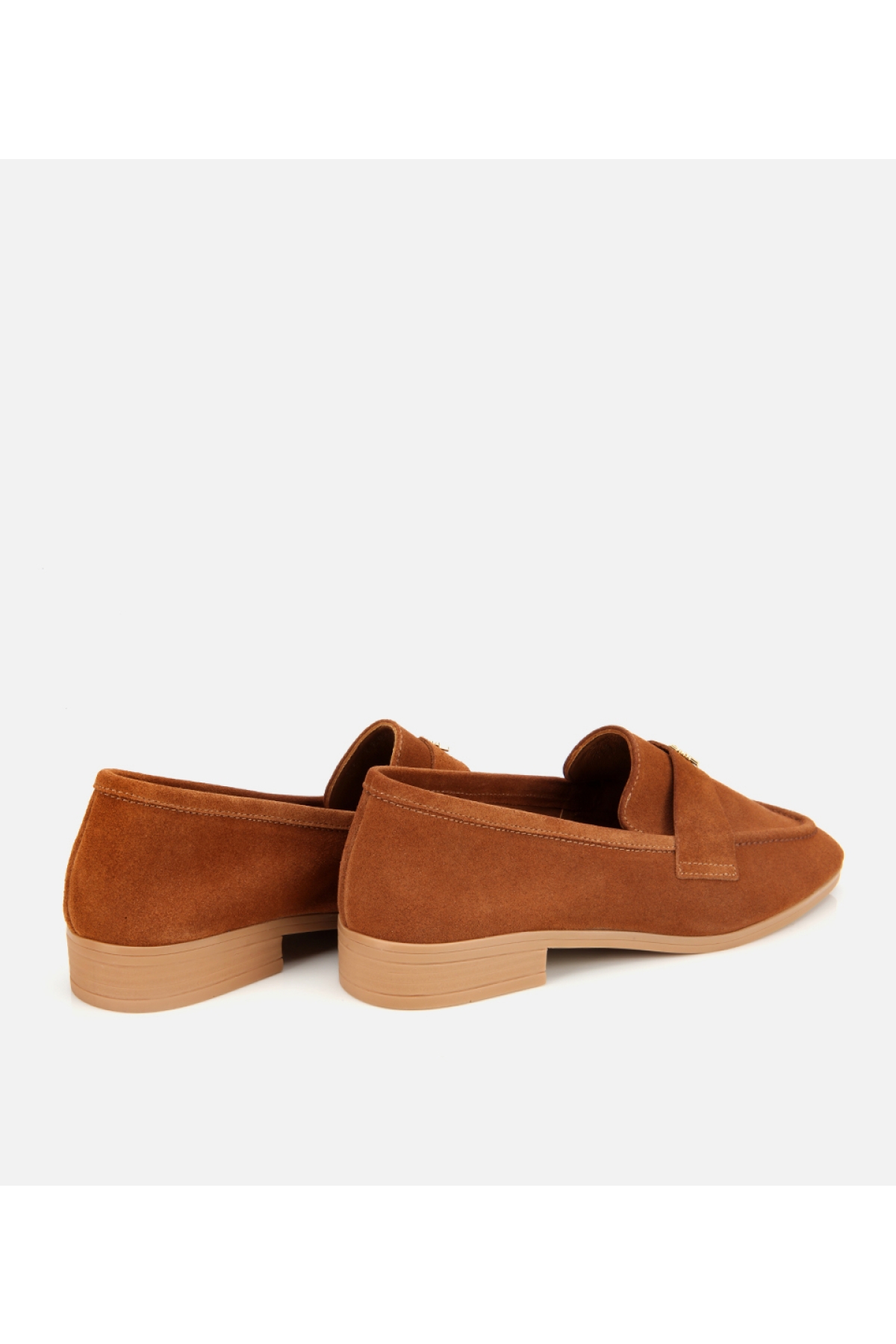 Kadın Süet Deri Taba Yumuşak Dokulu Klasik Loafer - Görsel 5