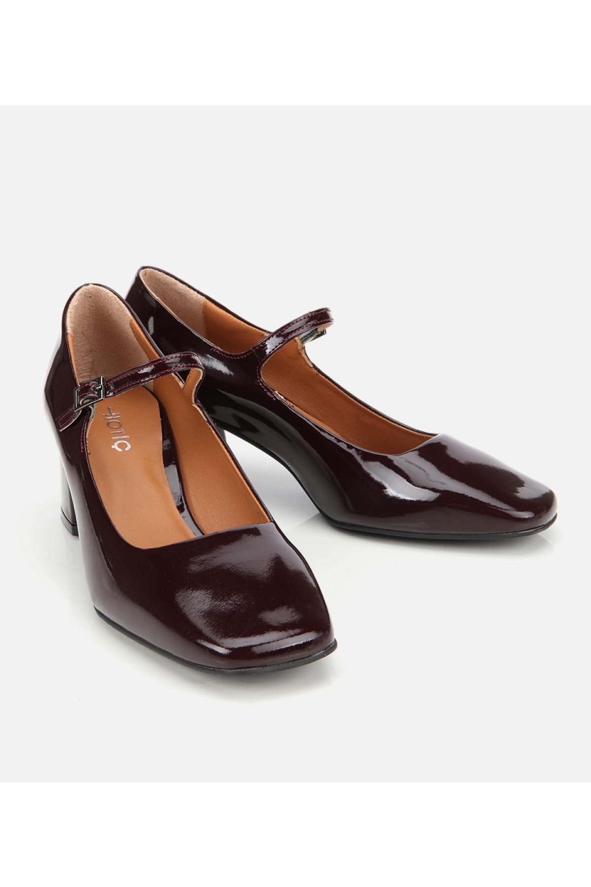 Kadın Rugan Deri Bordo Mary Jane Kalın Topuklu Ayakkabı - Görsel 3