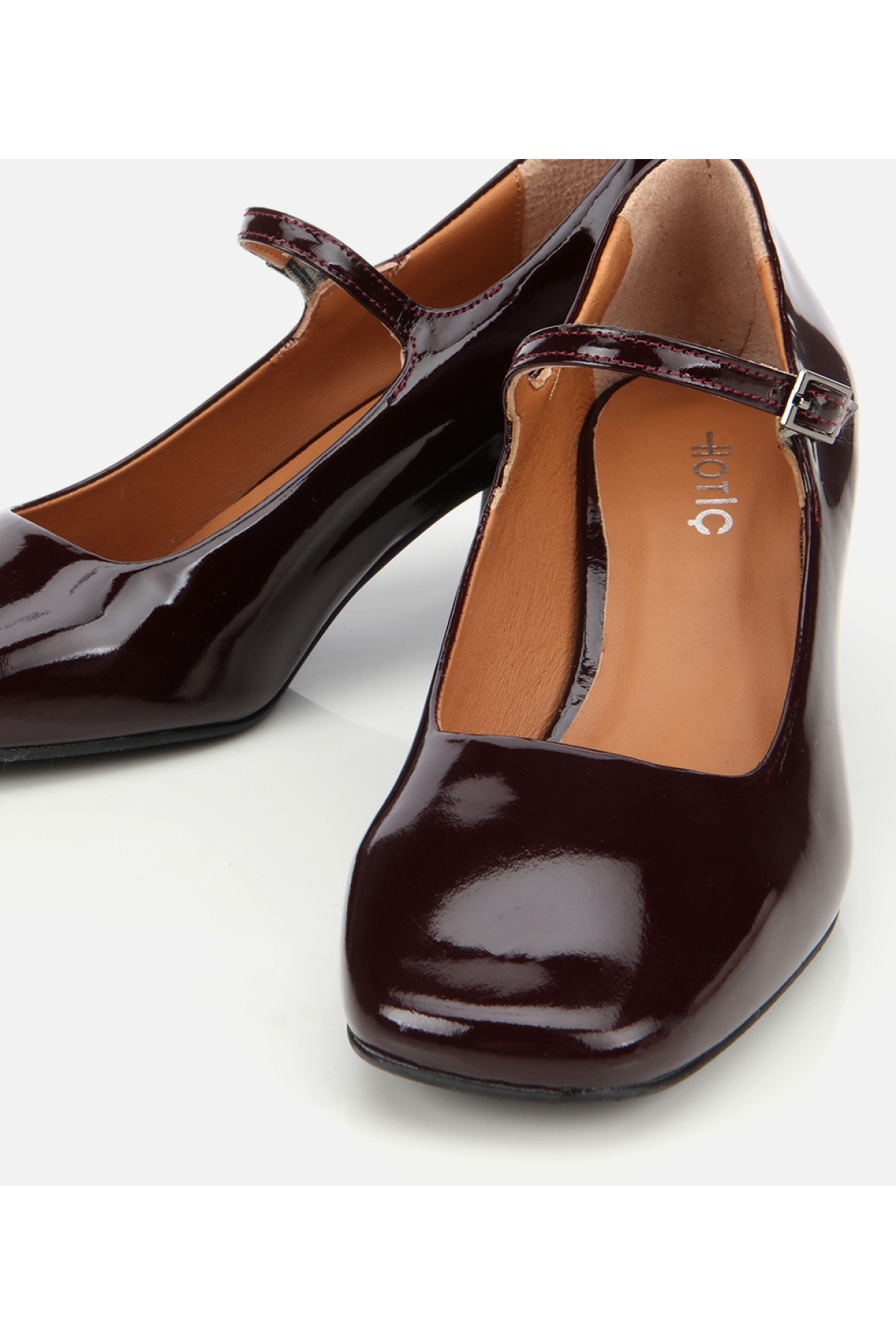 Kadın Rugan Deri Bordo Mary Jane Kalın Topuklu Ayakkabı - Görsel 4