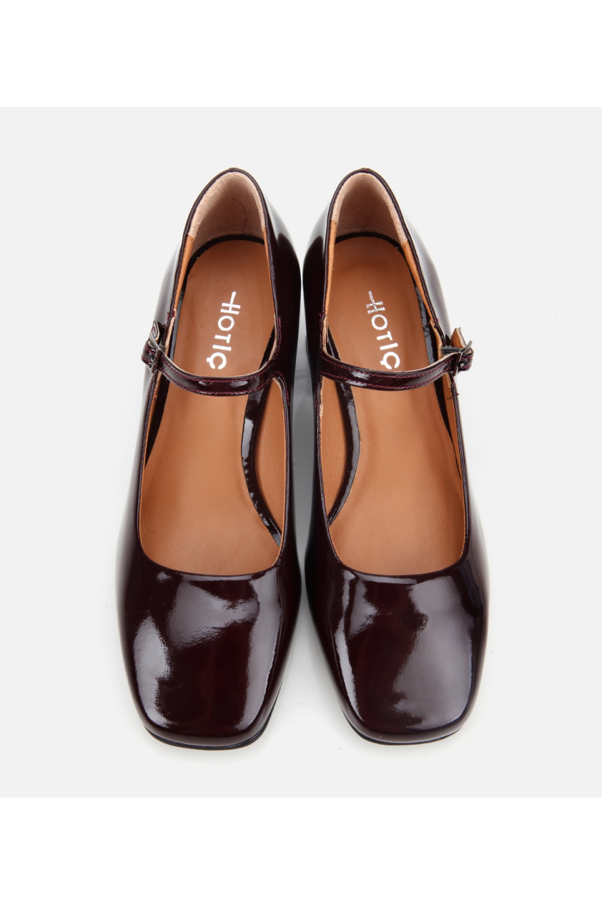 Kadın Rugan Deri Bordo Mary Jane Kalın Topuklu Ayakkabı - Görsel 7