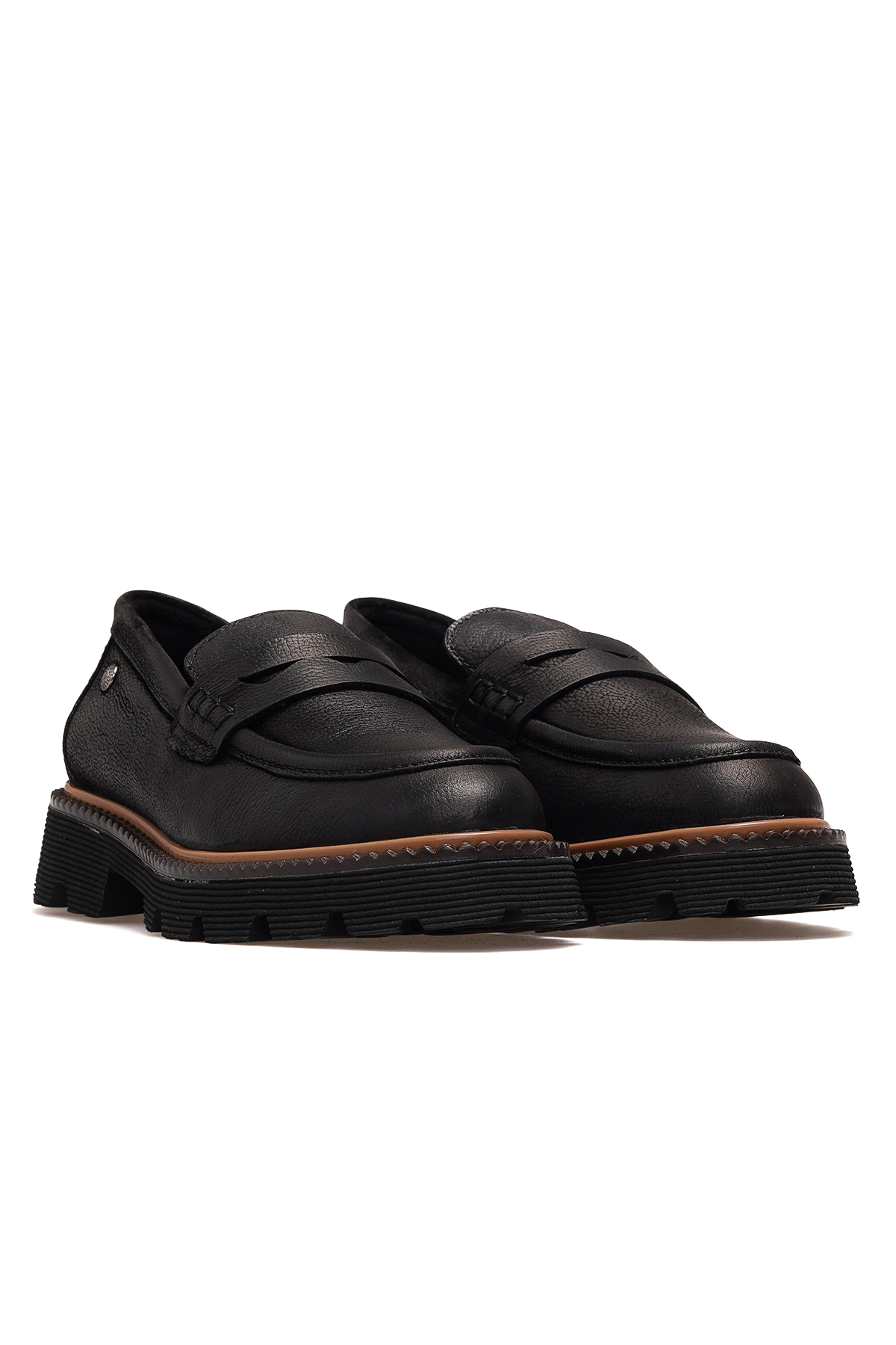 Kadın Hakiki Deri Loafer Günlük Ayakkabı 25k D25ka-3190 Z Siyah Nubuk - Görsel 6