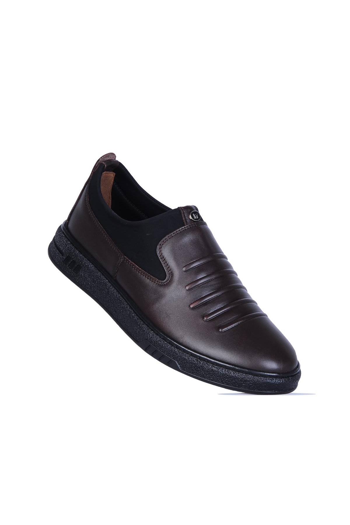 1016 Kahve Kauçuk %100 Deri Erkek Loafer Ayakkabı - Görsel 2