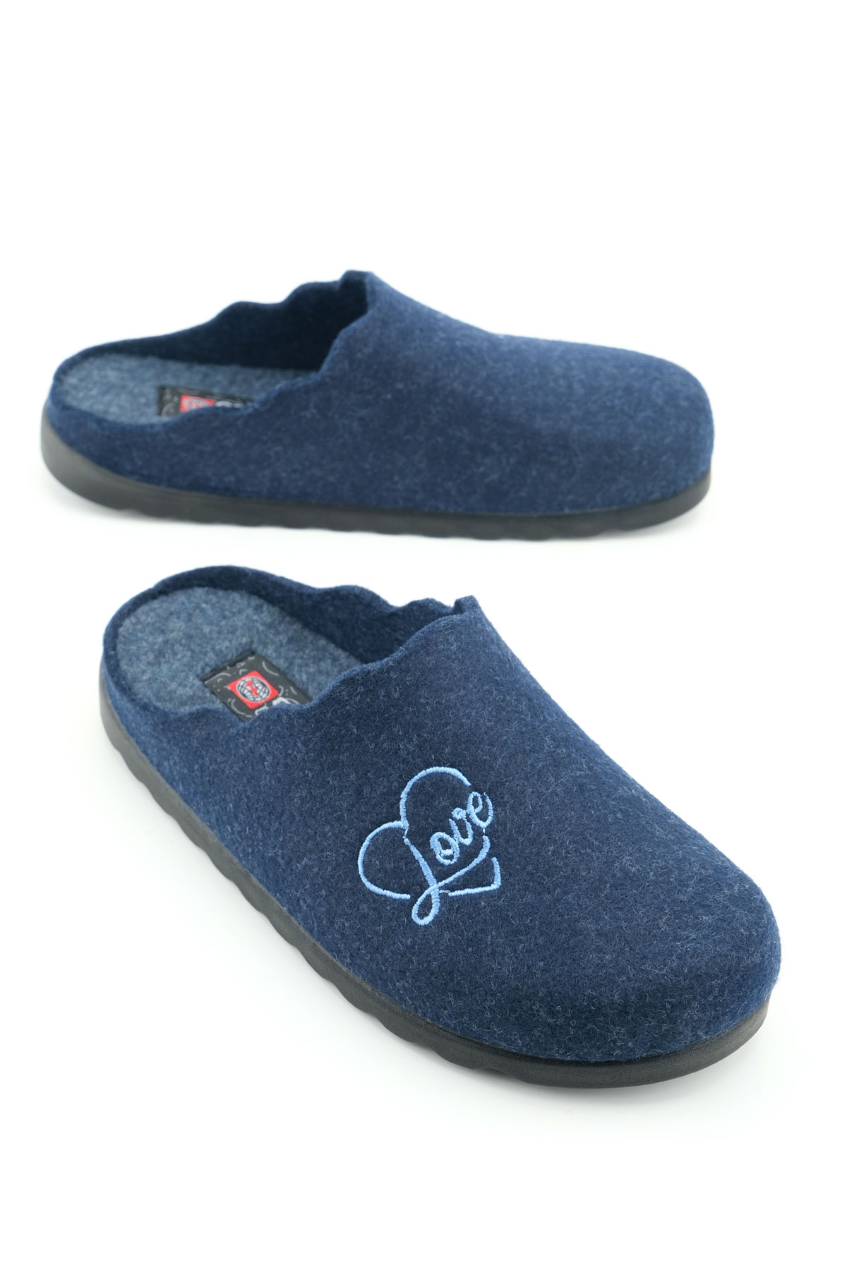 Kadın Kışlık Nakışlı Kalpli Tasarım Rahat Taban Ev Bahçe Terlik - Görsel 2