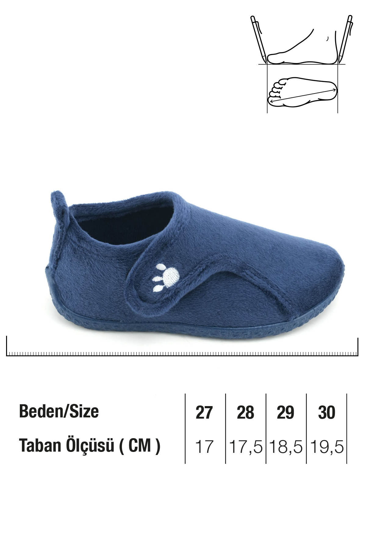 Kışlık Erkek Çocuk Rahat Taban Cırt Cırtlı Ayarlanabilir Ev Okul Kreş Panduf Ayakkabı - Görsel 3