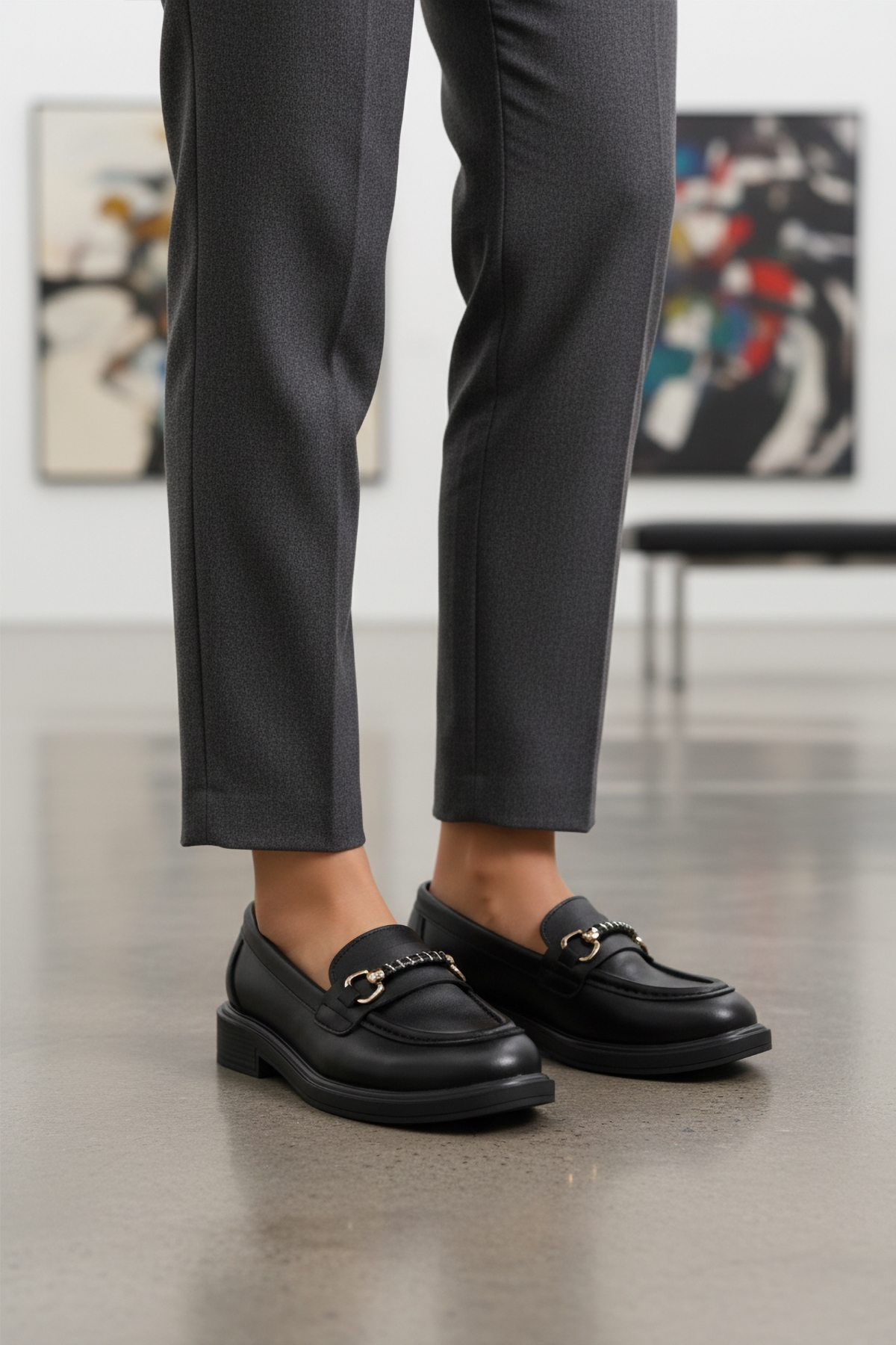 Siyah Cilt Kadın Casual Ayakkabı 572441 Z - Görsel 4