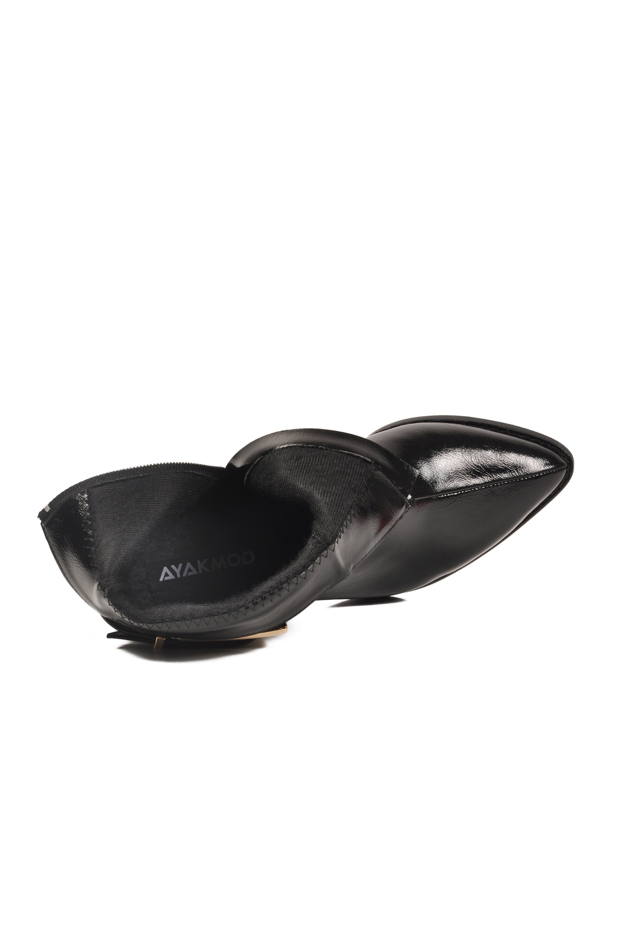 Siyah Dar Kalıp İçi Polarlı Sivri Burun Topuklu Kadın Bot 262327 Z - Görsel 5