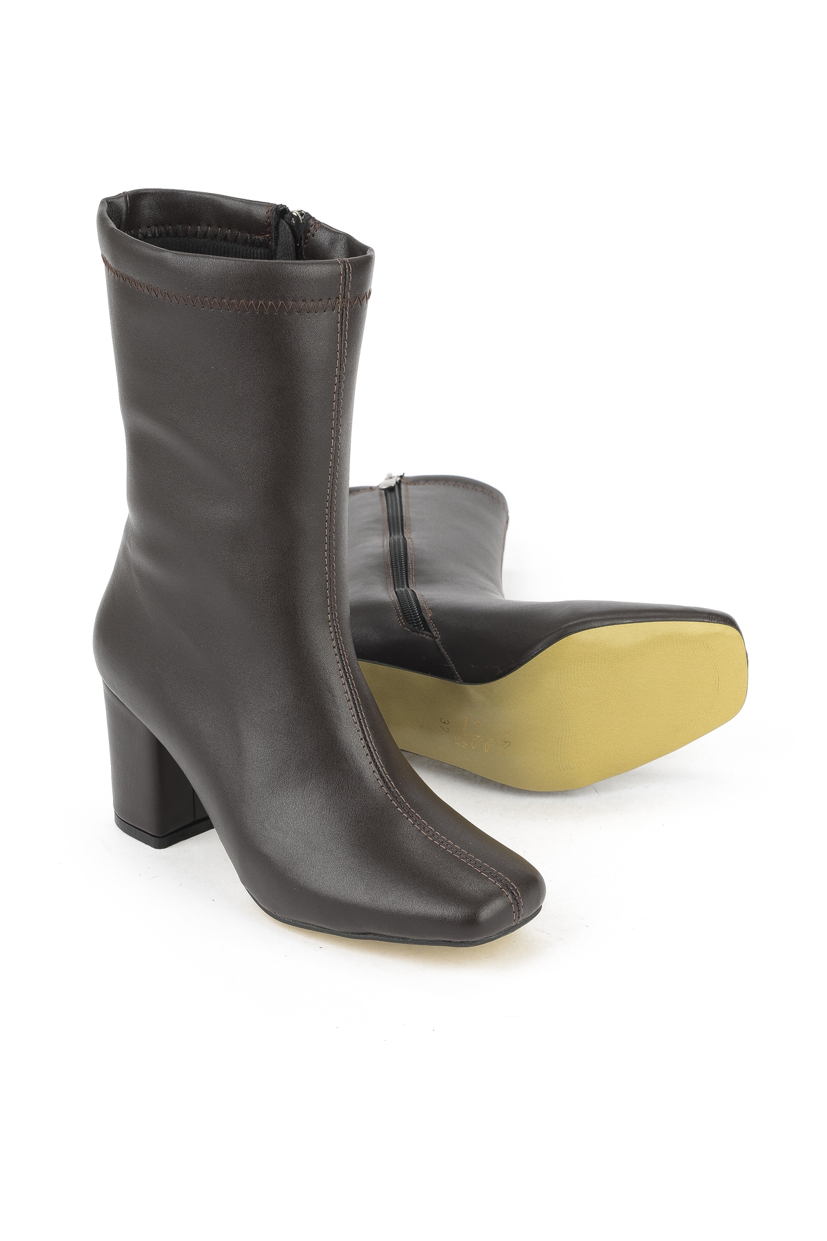 Kadın Topuklu Bot 1531044Z4007 Kahve - Görsel 5