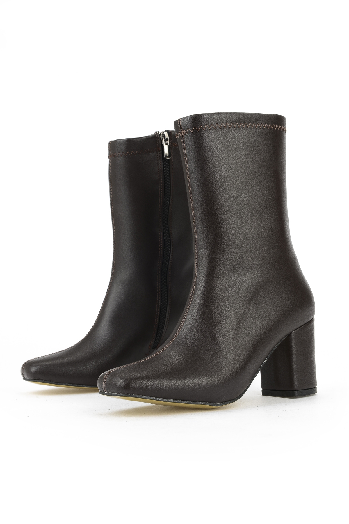 Kadın Topuklu Bot 1531044Z4007 Kahve - Görsel 6