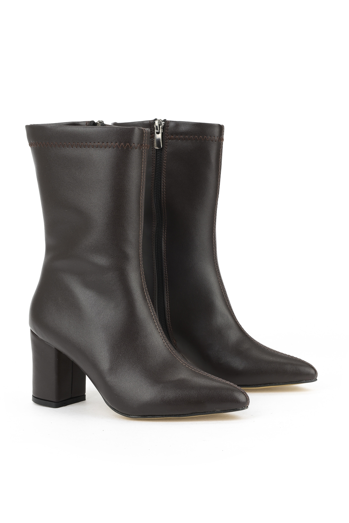 Kadın Topuklu Bot 1531044Z4006 Kahve - Görsel 3