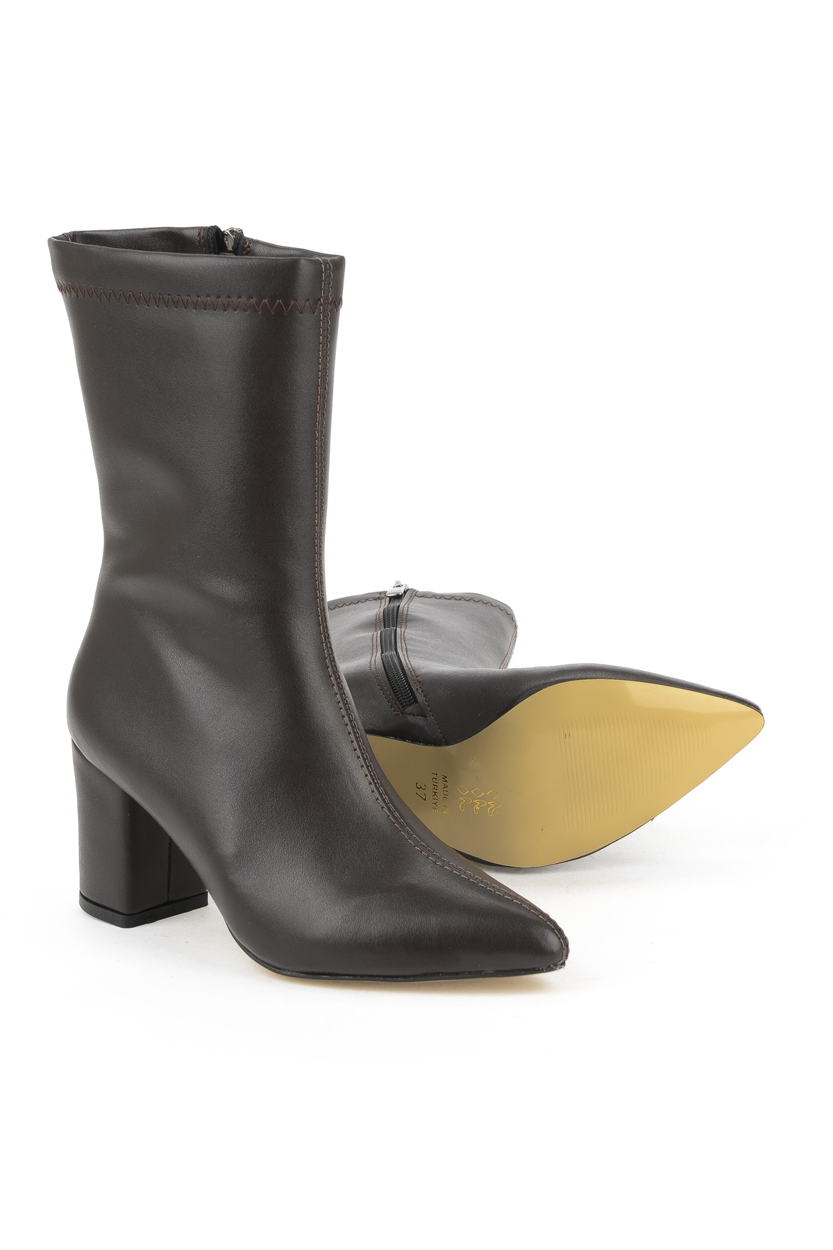 Kadın Topuklu Bot 1531044Z4006 Kahve - Görsel 5