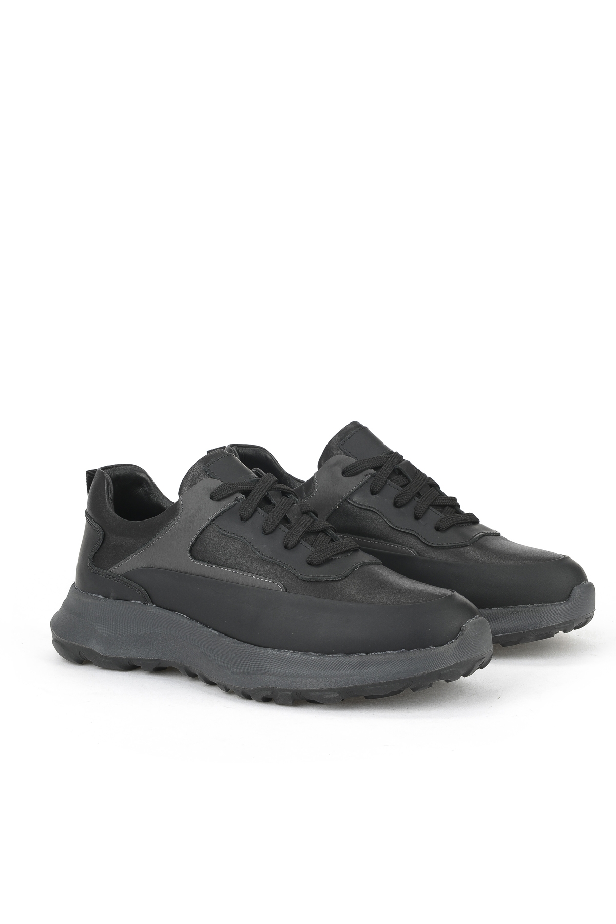 Erkek Hakiki Deri Sneaker 153983Z907 Siyah - Görsel 3
