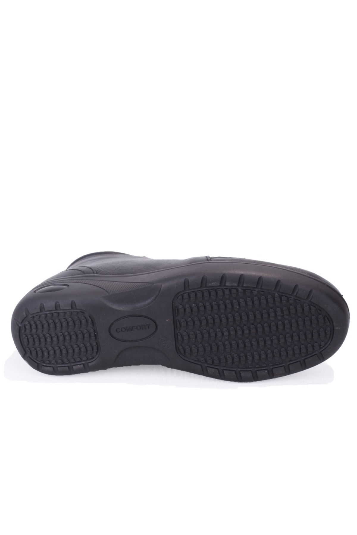 DZA07-122042645 Siyah Ortopedik Günlük Düz Topuk Deri Kadın Bot - Görsel 5