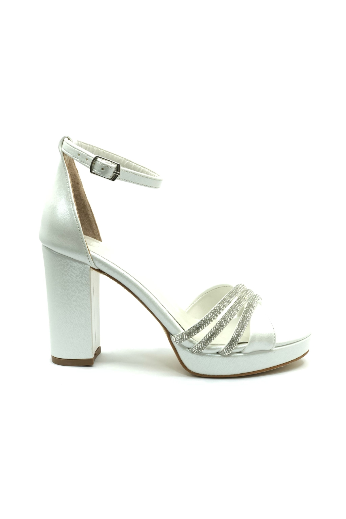 Çapraz Üç Şerit Taşlı 10 cm Platform Topuklu Kadın Abiye Ayakkabı - Görsel 7